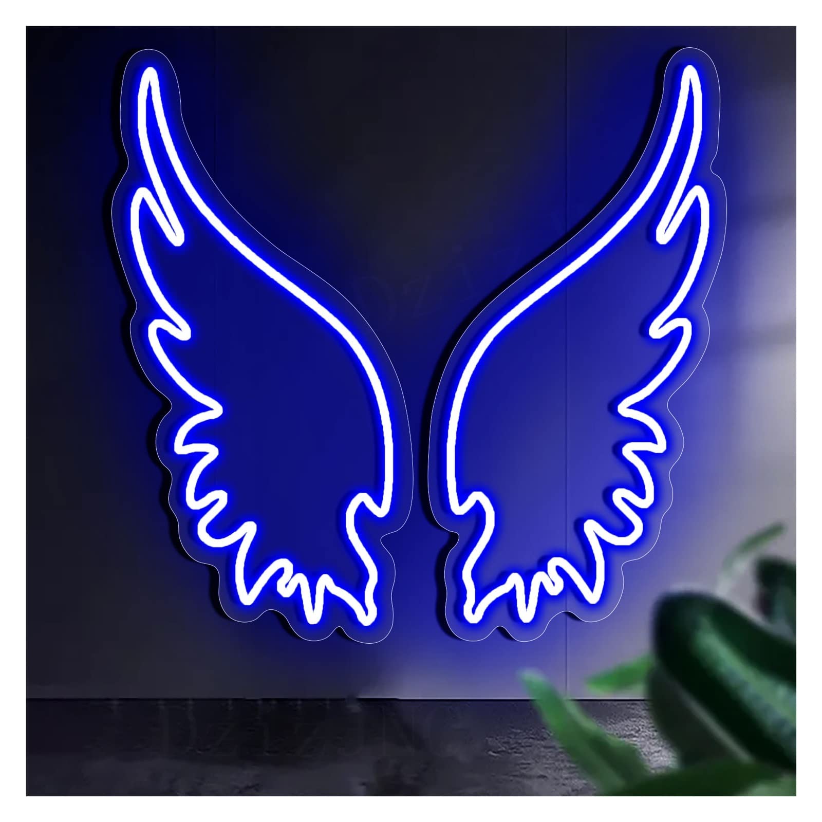 Custom Blue Angel Wings LED Neon Sign - 59x59cm (23x23in) Acrylic Wall Art for Bedroom, Home Bar & Party Decor - Perfect for Wall Decor, Gift Giving & Instagrammable Spaces