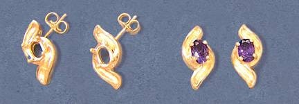 Premium 6x4mm Oval Low Profile Earring Settings - Solid Sterling Silver or 14K Gold (Set of 2) | Handcrafted in USA | Perfect for Stud Earrings, Gemstone Jewelry & Minimalist Designs