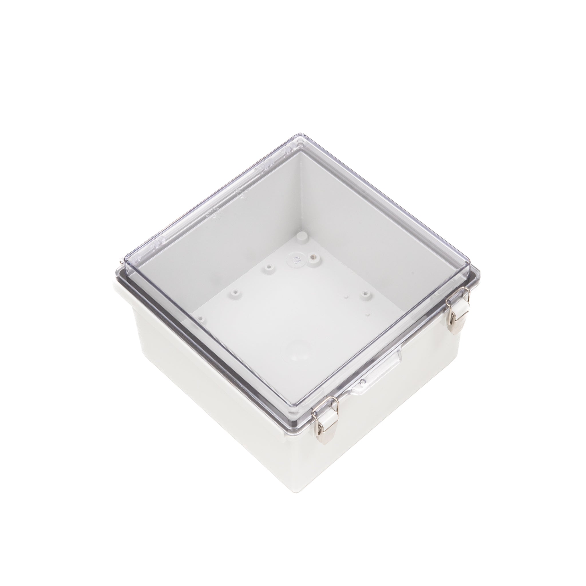 Boxco P Series 8.27 x 8.27 x 5.12 Inch Waterproof Plastic Enclosure - IP67 & IK08 Rated ABS Case with Transparent Cover, Molded Hinge & Latch (210x210x130mm) - Ideal for Outdoor Electronics, Industrial Equipment & DIY Projects
