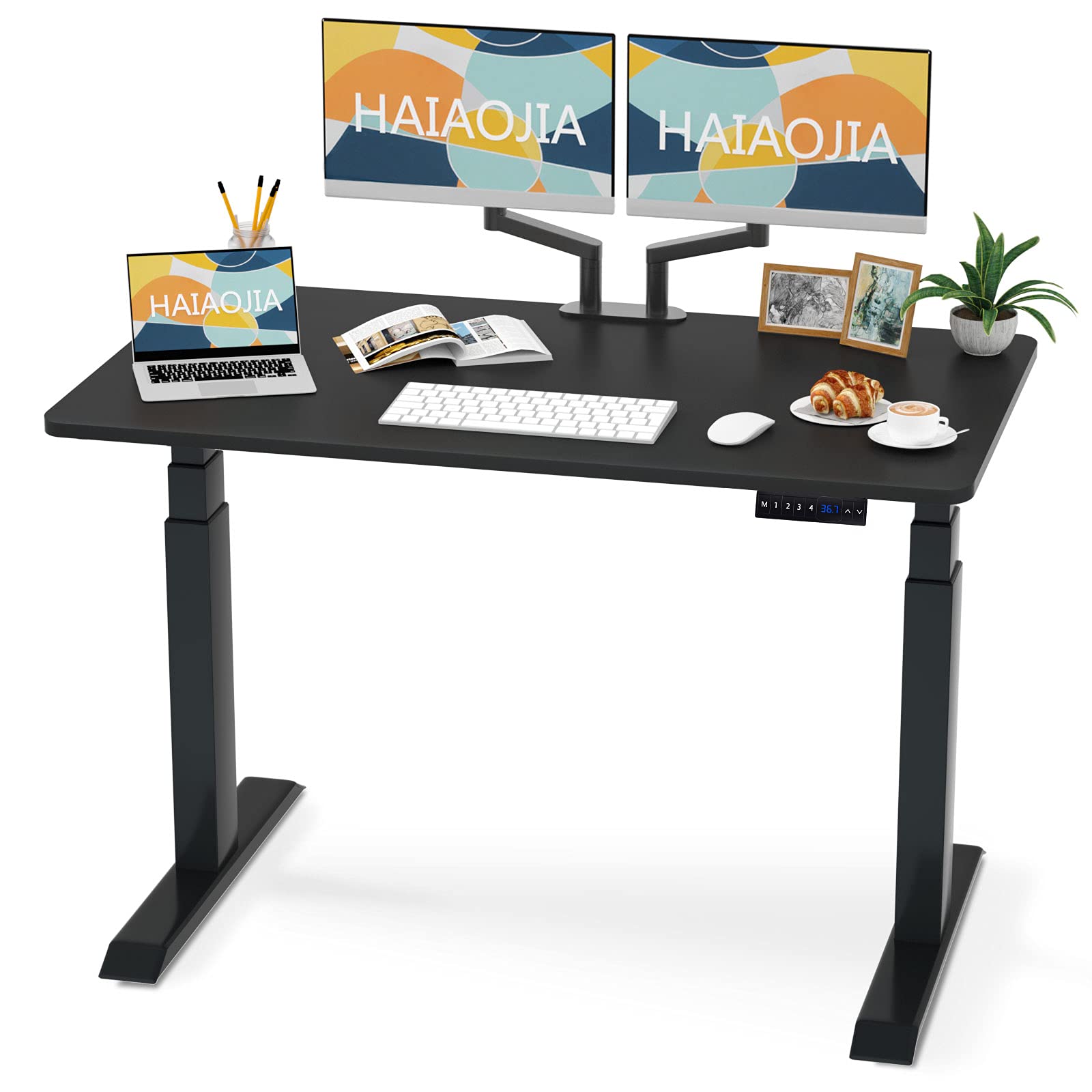 HAIAOJIA Electric Standing Desk with Dual Motor - Height Adjustable Desk for Home Office (47