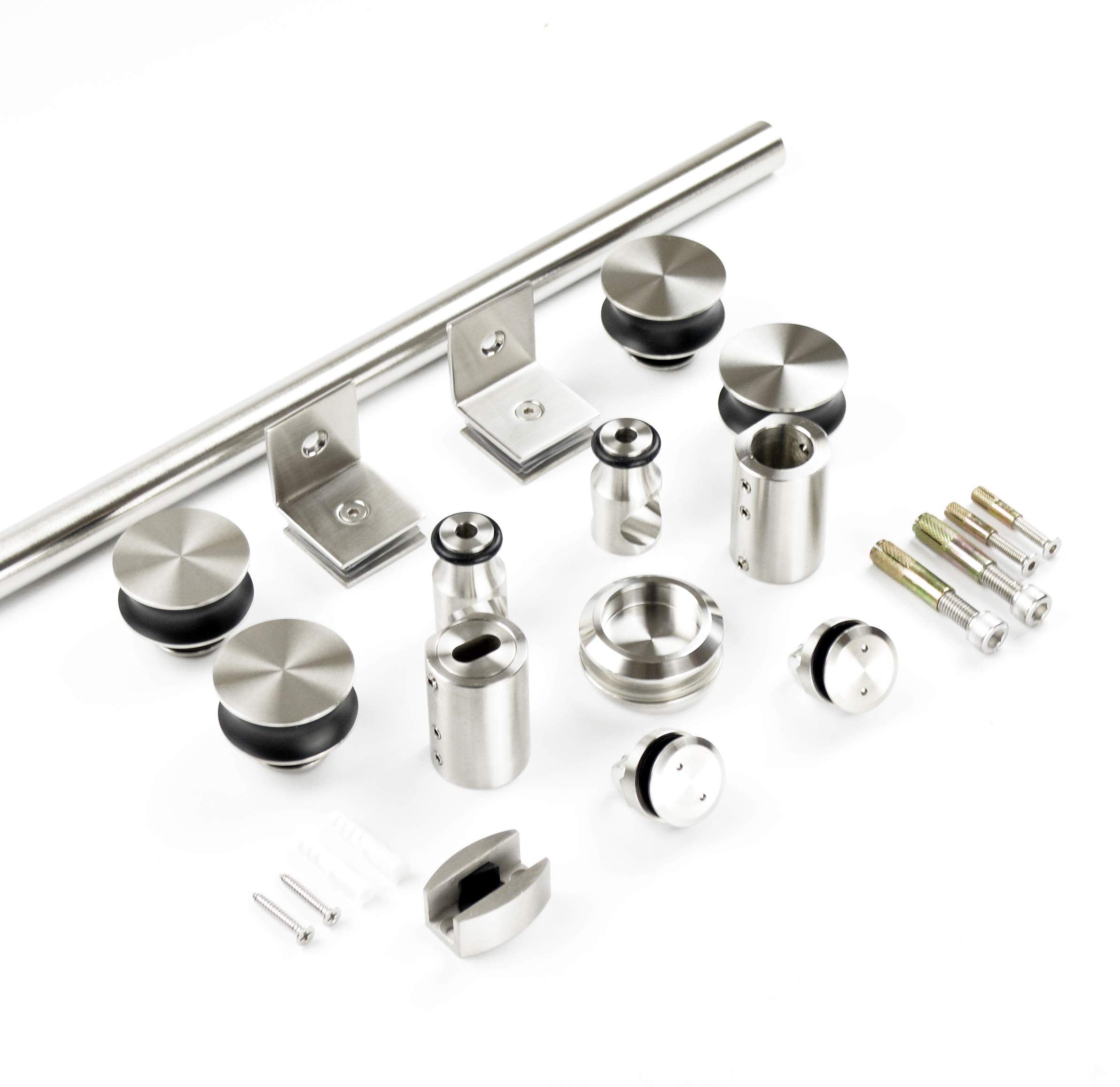 DIYHD 5FT Frameless Sliding Glass Shower Door Hardware Kit - Premium Brushed Stainless Steel - No Glass Included - Perfect for Modern Bathroom Renovations & Spa-Style Showers