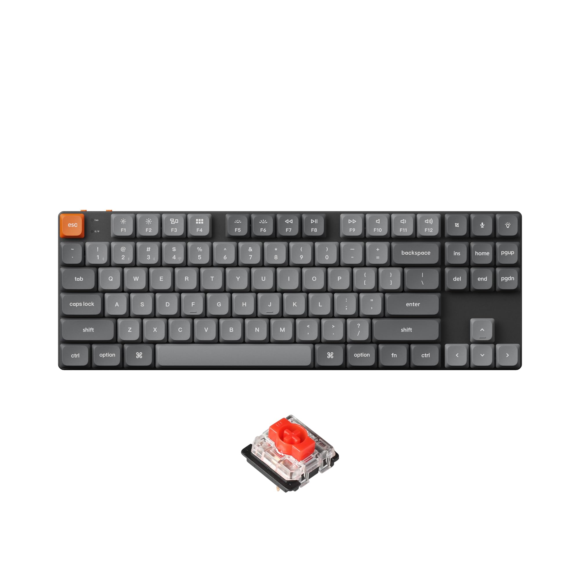Keychron K1 Max Ultra-Slim Wireless Mechanical Keyboard - Bluetooth/USB Wired, QMK/VIA Programmable, Hot-Swappable Low-Profile Gateron Red Switches, RGB Backlit TKL Gaming Keyboard for Office Work & Esports