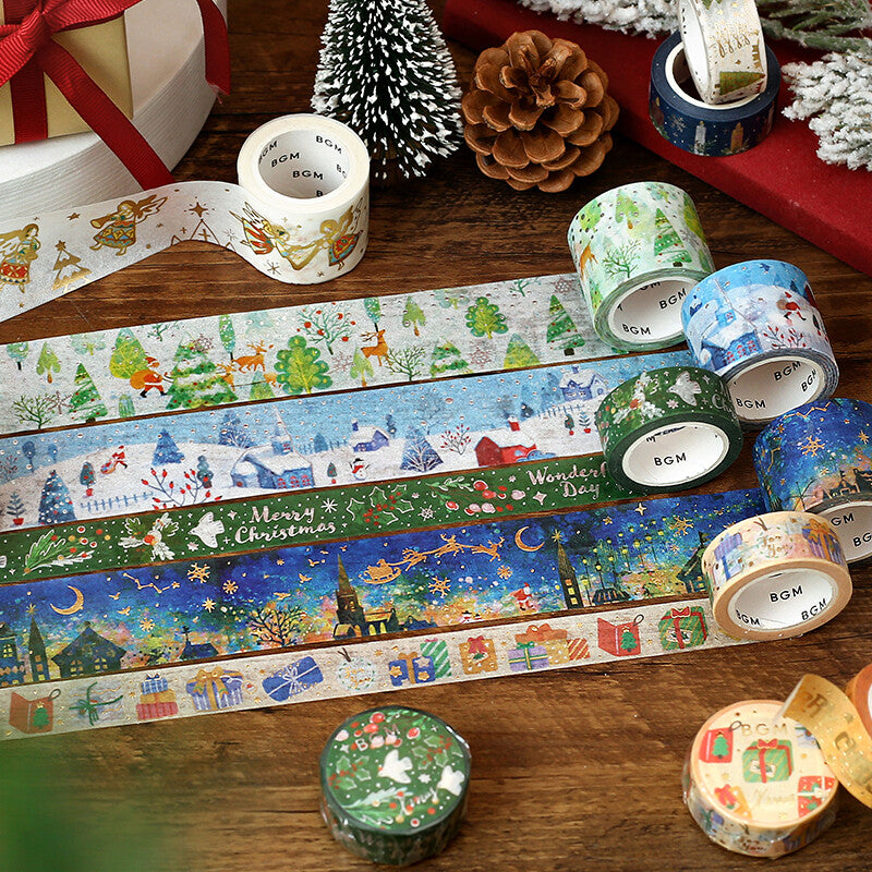 Christmas Happiness Washi Tape - Festive Holiday Decorative Paper Tape for Scrapbooking, Gift Wrapping & DIY Crafts - Perfect for Christmas Cards, Journals and Home Decor