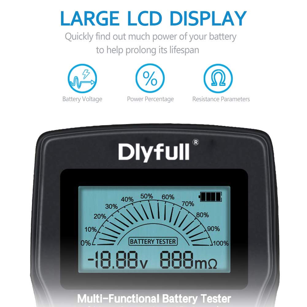 Dlyfull B3 & B2 Universal Battery Tester with 3 AAA Batteries - Check AA AAA C D 9V Button Cell Voltage - Perfect for Home, Office, and Emergency Kits