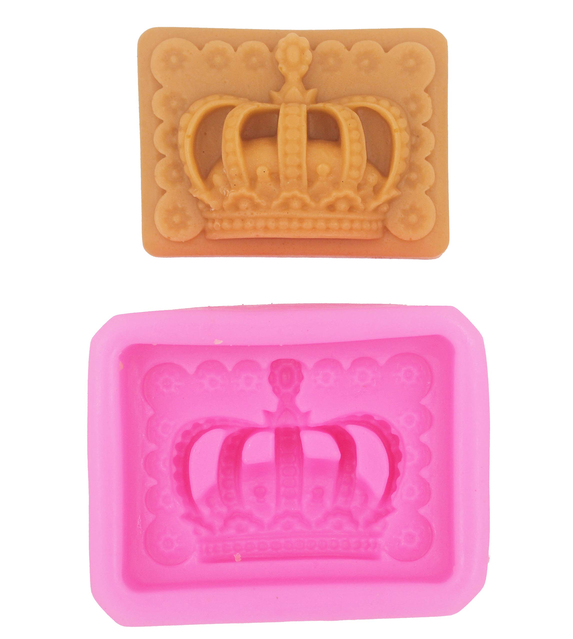Longzang Crown Silicone Soap Molds for DIY Handmade Soap Making - 6 Cavity Reusable Soap Molds for Bath, Wedding Favors, and Home Decor Crafts