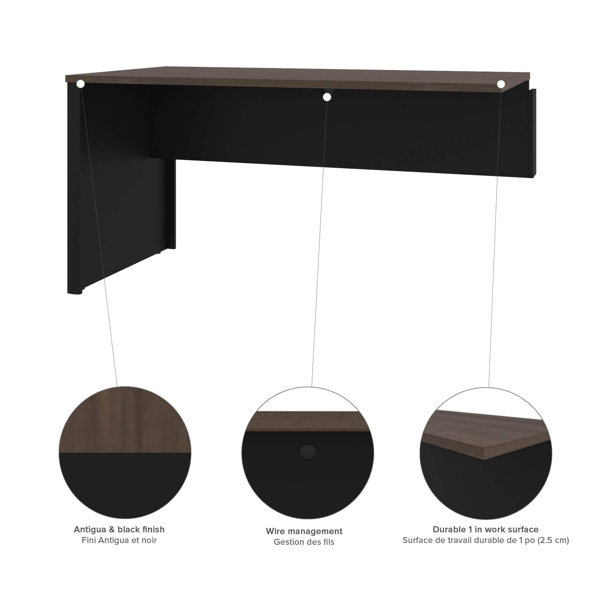 L Shaped Desk with Pedestal and Hutch - Modern Home Office Furniture in 2 Colors for Small Spaces & Workstations