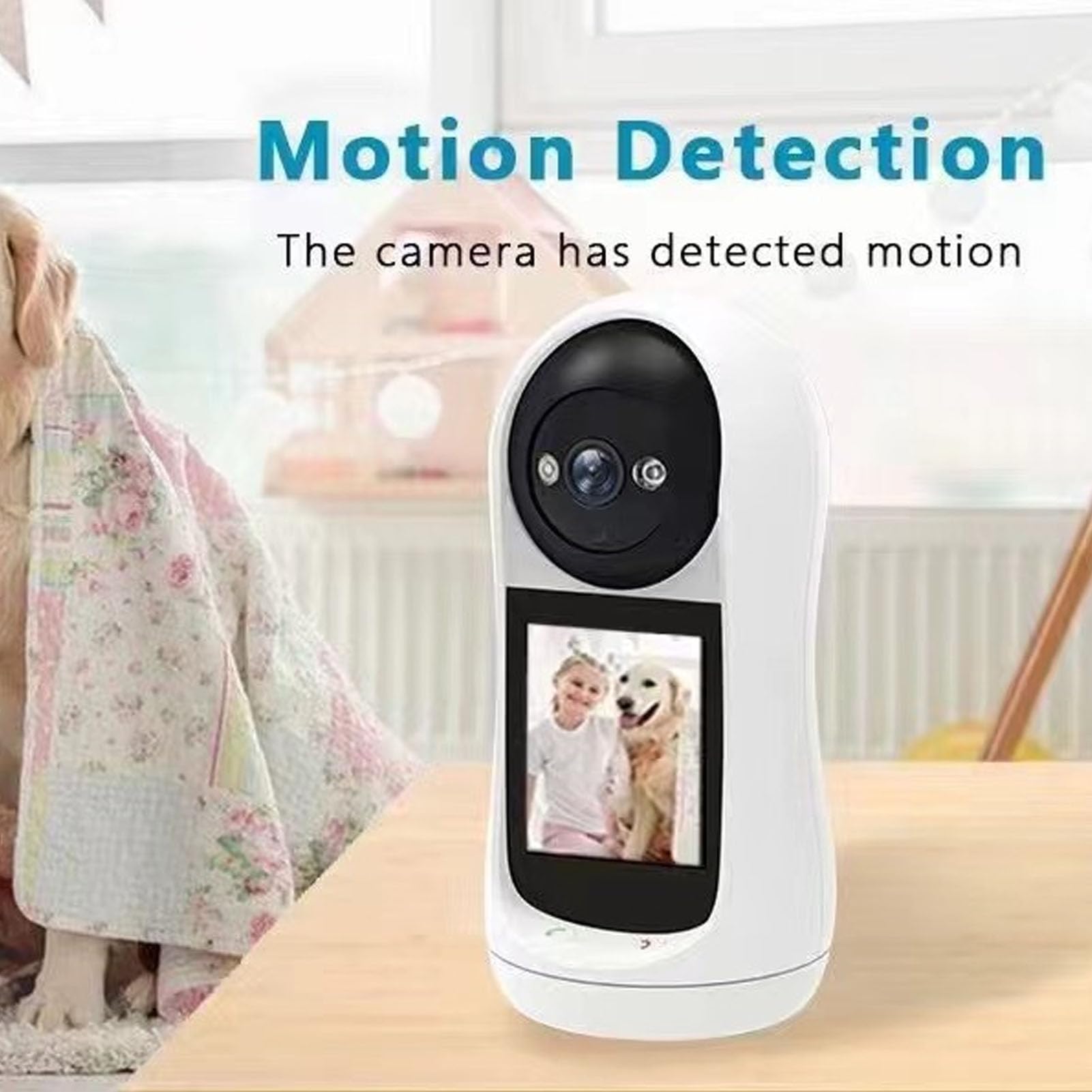 PUSOKEI 3MP Two-Way Video Pet Camera with 90° Wide Angle, AI Motion Tracking & Multi-User Sharing - Indoor Security Camera for Dogs, Baby Monitoring & Home Surveillance