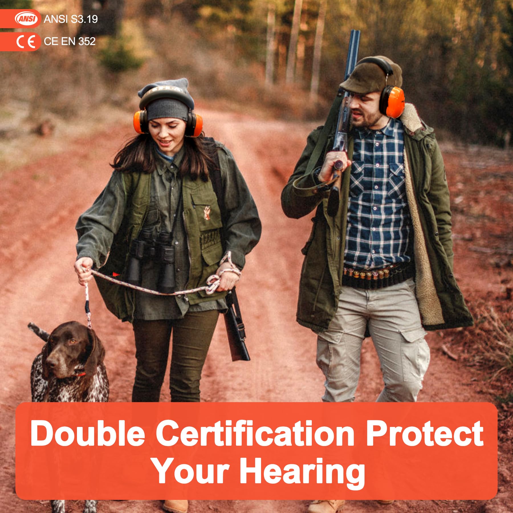 PROHEAR 012 Noise Cancelling Headphones - 28dB NRR Hearing Protection Earmuffs for Construction, Woodworking & Lawn Mowing - Adjustable Safety Ear Muffs for Industrial Work & Outdoor Activities (Orange)