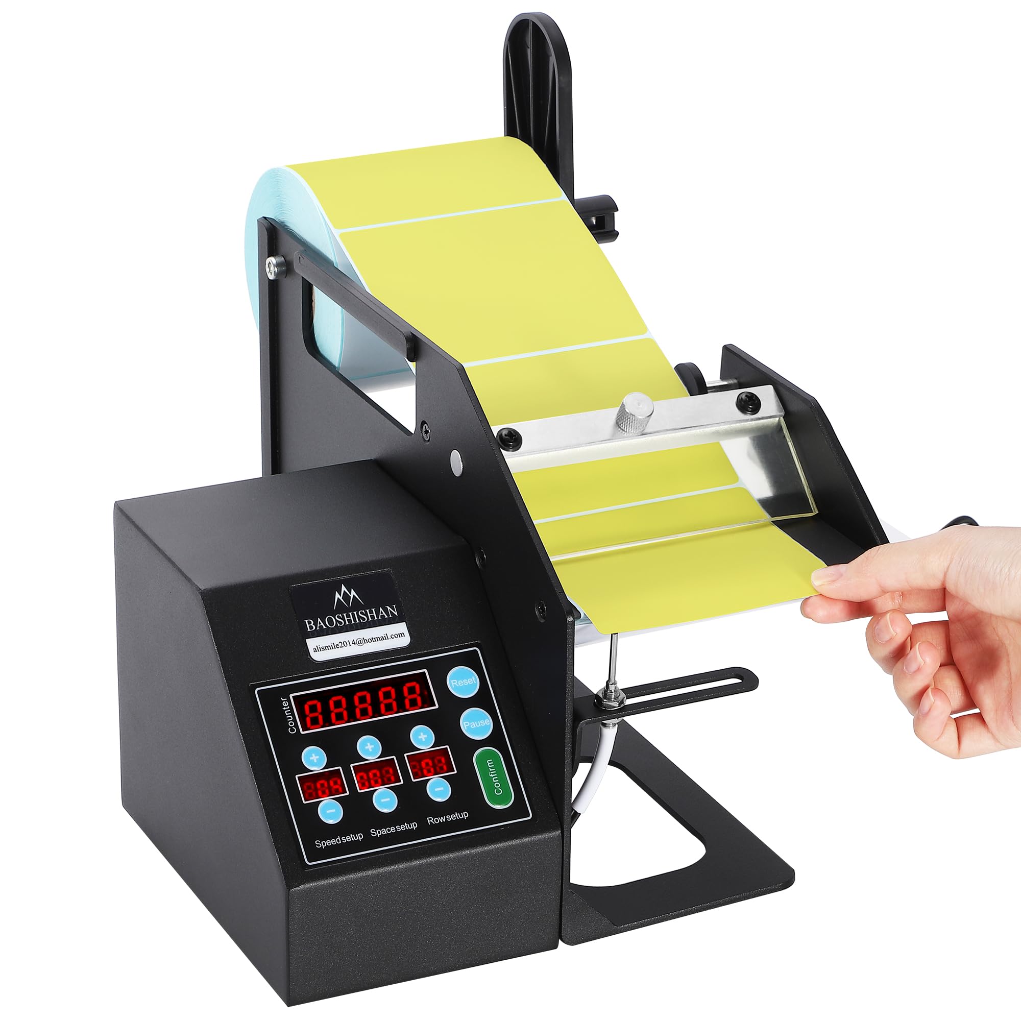 BAOSHISHAN Automatic Label Dispenser Machine with Adjustable Speed & Counting Function - 120mm/4.7inch Width for Printed, Translucent & Opaque Labels - Perfect for Warehouse, Retail & Shipping Labeling