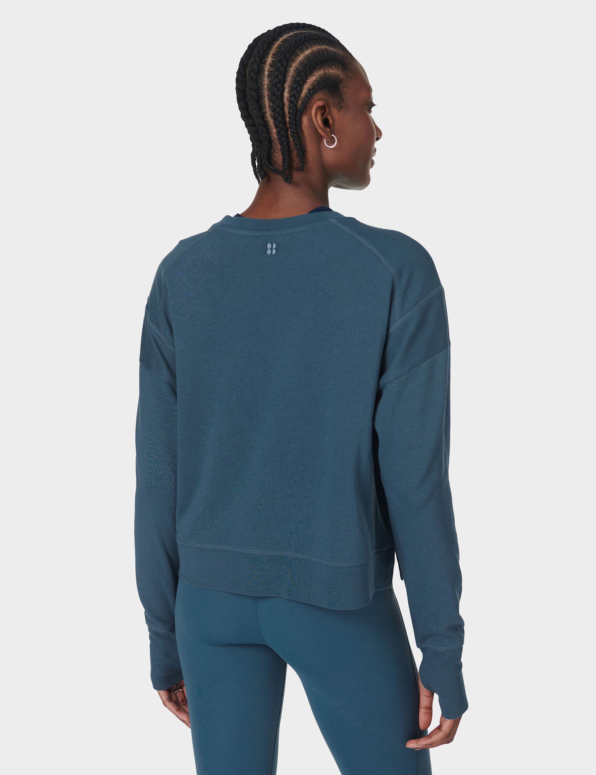 After Class Crop Sweatshirt for Women - Soft Comfortable Oversized Pullover in Subdued Blue | Perfect for Casual Wear, Lounge, and Street Style Fashion