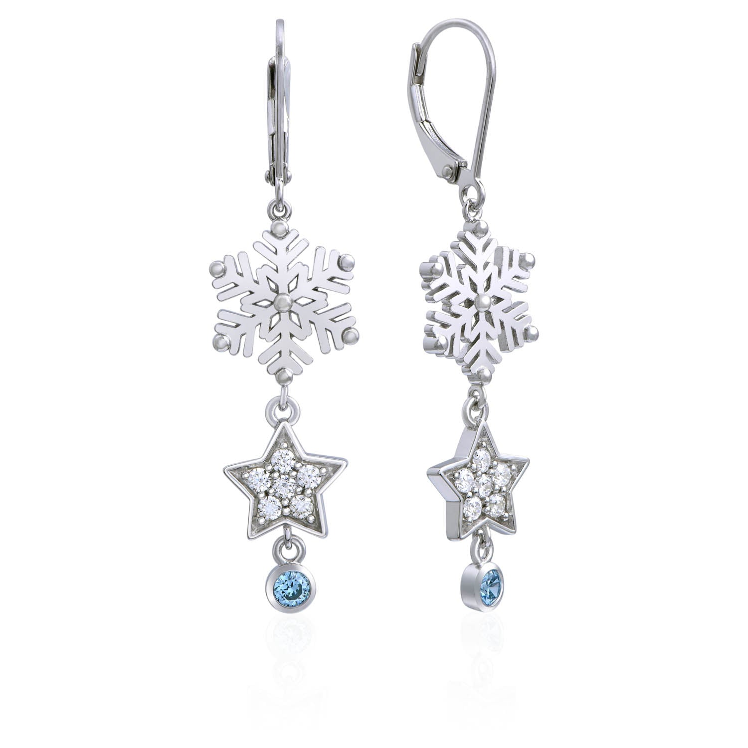 Snowflake Drop Earrings for Women - Elegant Winter Jewelry Gift for Christmas & Holiday Parties | Dainty Silver or Gold Plated Earrings for Festive Occasions