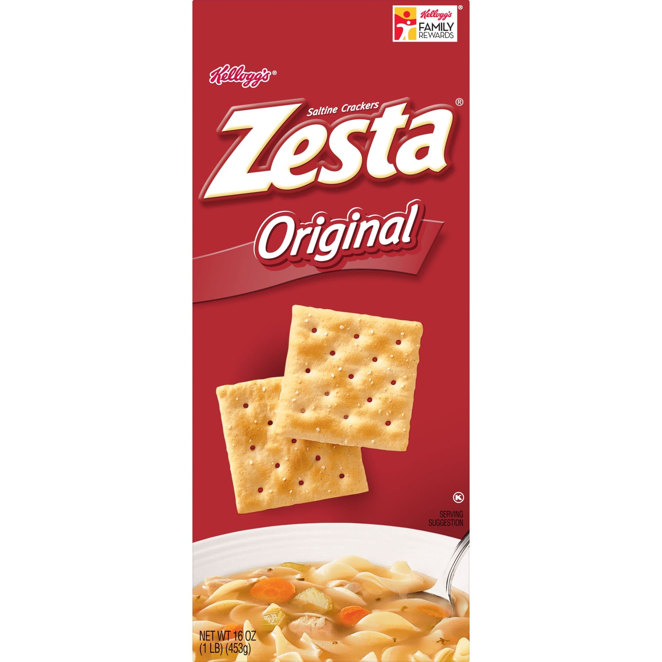 Zesta Original Saltine Crackers 16oz (1 Box) - Perfect for Soup, Lunch Snacks & Party Appetizers