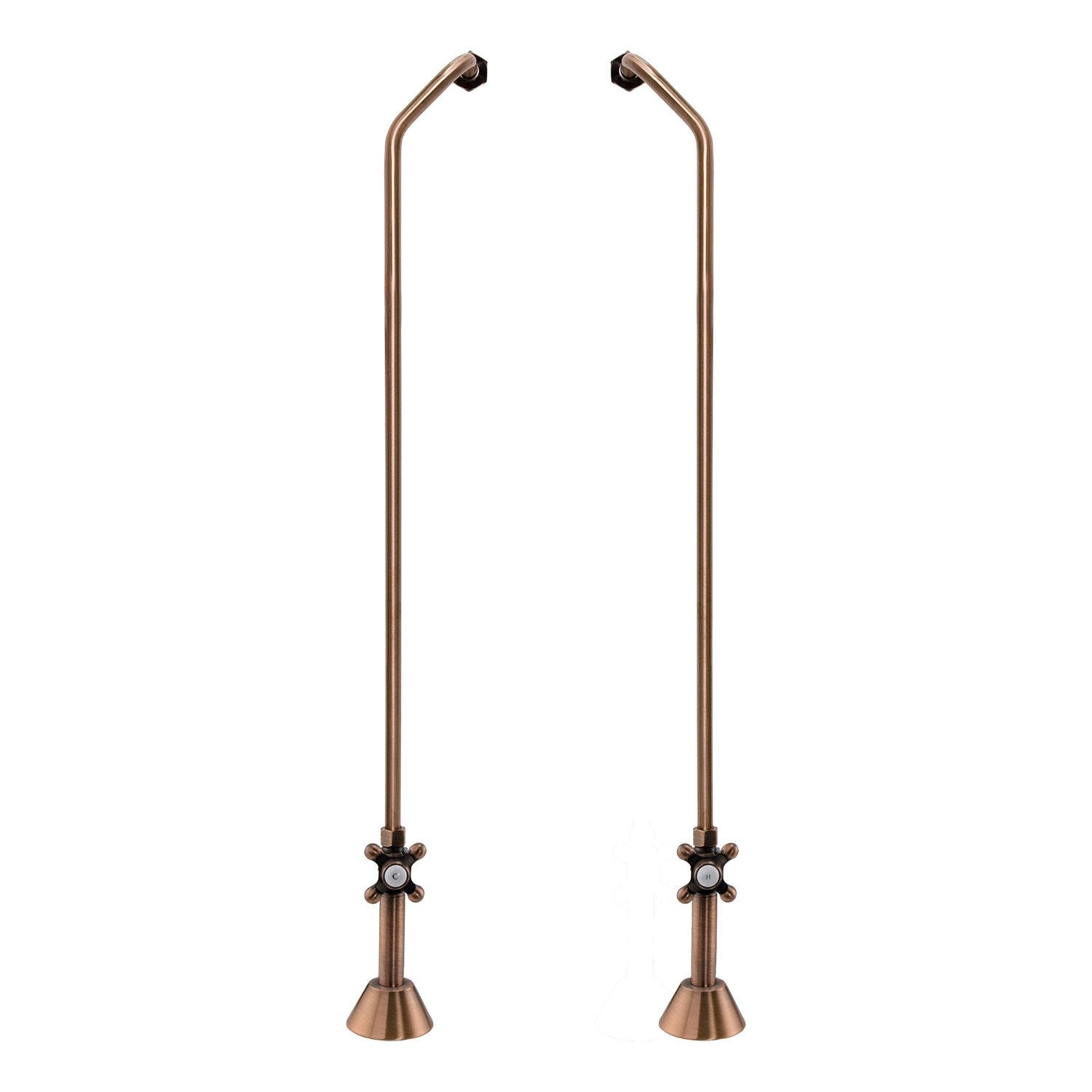 Signature Hardware 139887 Freestanding Offset Tub Supply Lines with Cross Handle Shutoff Valves - Chrome Finish for Copper Pipes - Perfect for Bathroom Renovations & Plumbing Upgrades