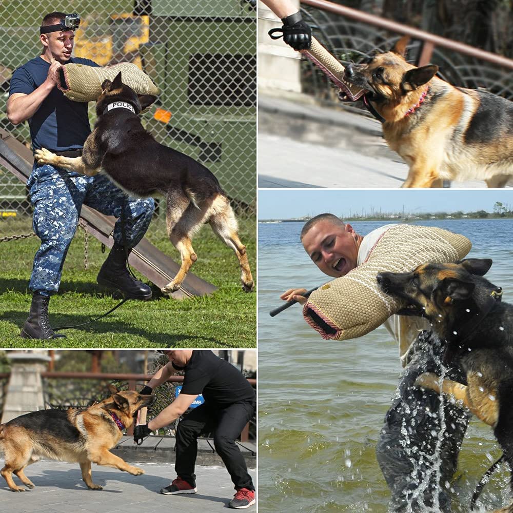 Professional Dog Bite Training Set - K9 Bite Sleeve Arm with Whip Agitation Stick & Tug Toy for Pitbull, German Shepherd Puppy Training - Ideal for Police, Security & Protection Dog Scenarios