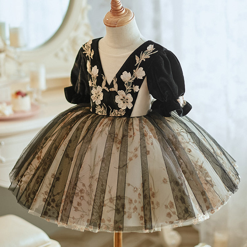 Baby Girl's First Pageant Dress - Embroidered Toddler Princess Birthday Gown | Perfect for Pageants, Birthday Parties & Special Occasions
