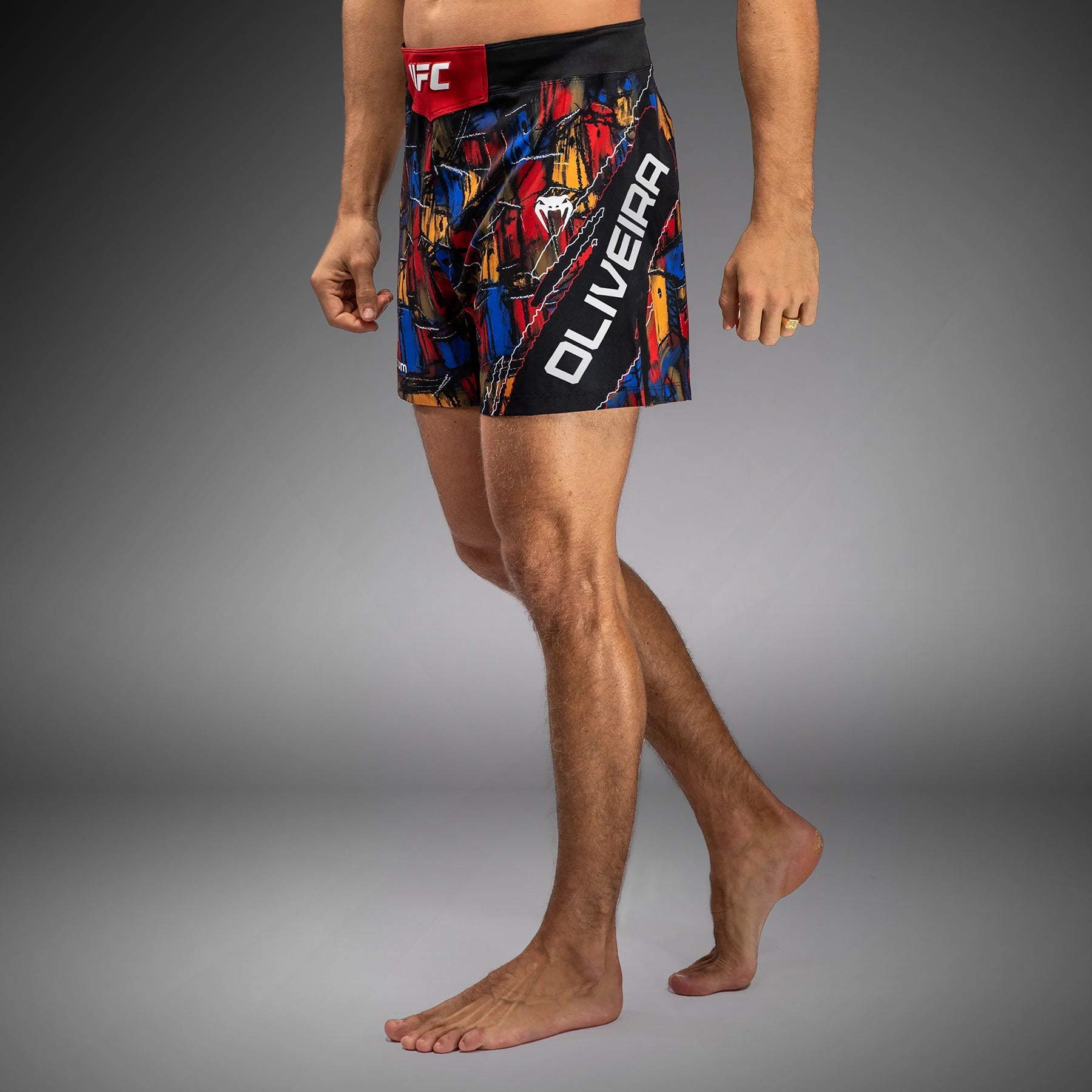 Men's UFC Unrivaled by Venum Red Charles Oliveira MMA Fight Shorts - Premium Training & Competition Gear for MMA Fighters & Fans
