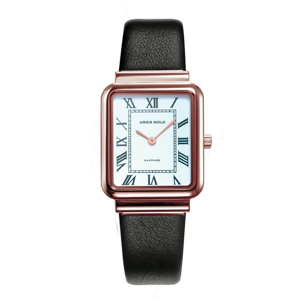 ARIES GOLD ENCHANT Isabella Rose Gold Stainless Steel Women's Watch with Leather Strap - Perfect for Everyday Wear, Office & Special Occasions