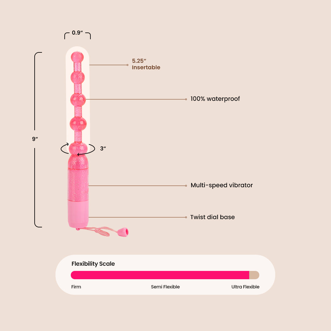 Waterproof Vibrating Pleasure Beads by CalExotics - Rechargeable G-Spot & Clitoral Stimulator for Women - Perfect for Shower, Bath & Solo Play