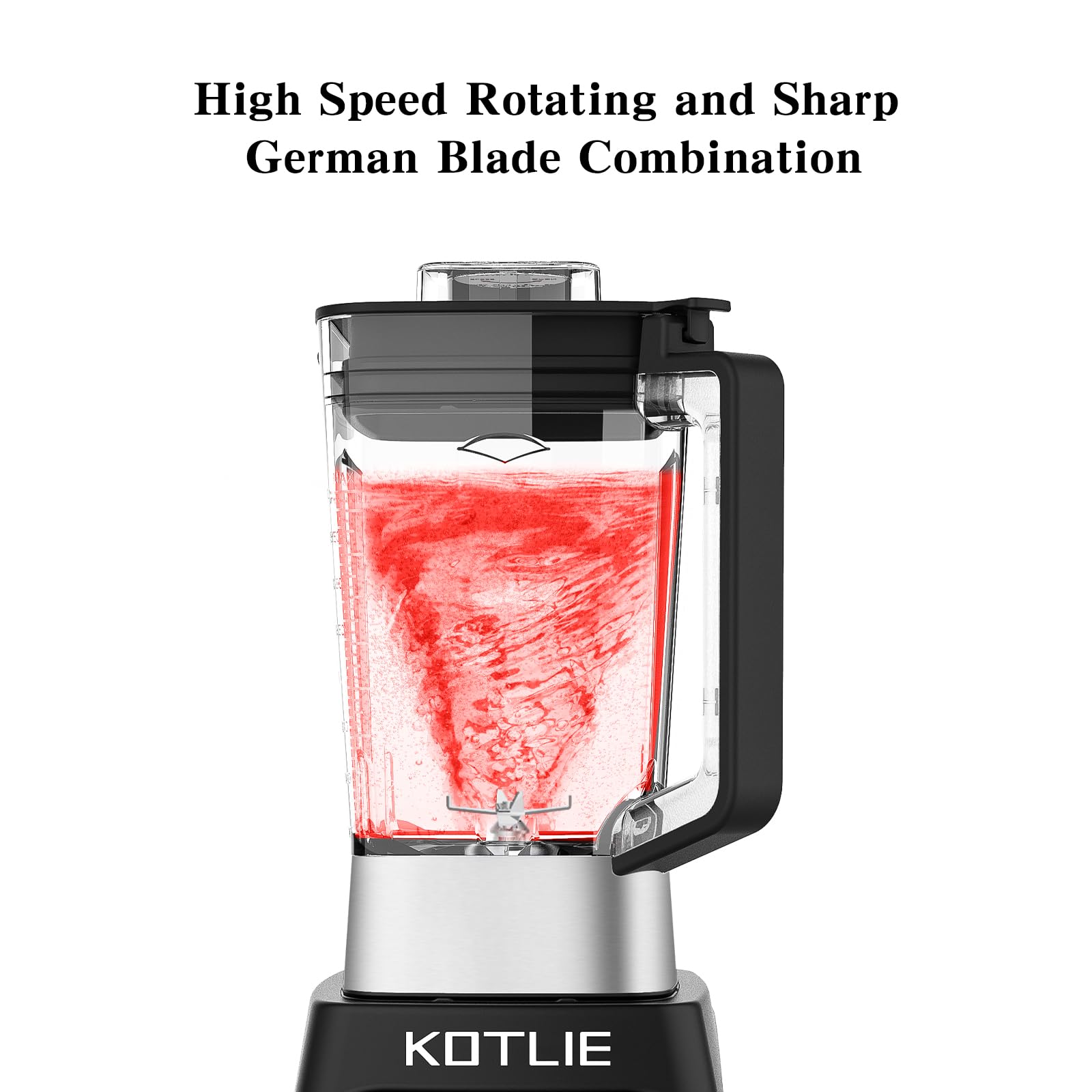 KOTLIE 1200W High-Speed Blender 68 Oz - 28000 RPM Countertop Blender for Smoothies, Shakes, Baby Food, Ice Crushing - 8 Smart Functions Food Processor (Black) - Perfect for Kitchen, Gym, Office & Healthy Lifestyle