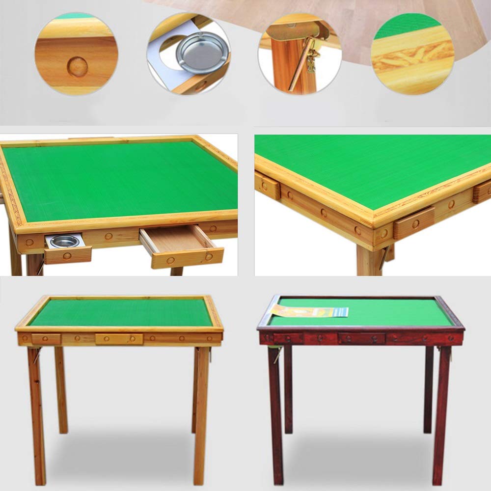 Premium Folding Mahjong Table - Lightweight Square Game Table for Poker, Dominoes & Card Games - Chinese & Japanese Style with 4 Sturdy Legs (Beige, 90×90×76cm) - Perfect for Home Entertainment, Parties & Game Nights
