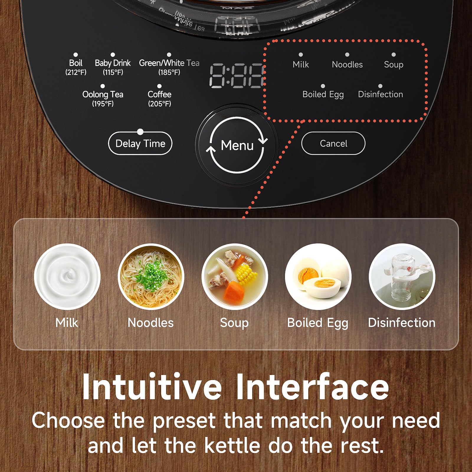 Electric Glass Tea Kettle with Removable Tea Infuser - 1.5L Stainless Steel, 1200W Fast Boiling & Precise Temperature Control - Perfect for Brewing Tea, Coffee, and Herbal Infusions at Home or Office