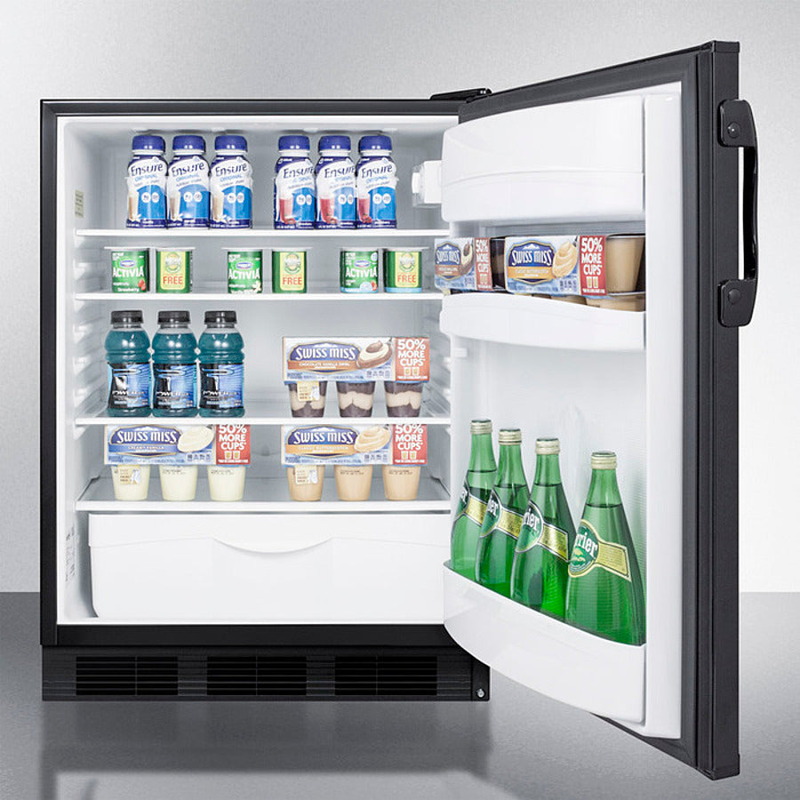 Accucold 24-Inch Wide Built-In All Refrigerator ADA Compliant - Black Exterior (FF6BKBI7ADA) for Kitchen, Restaurant & Commercial Use