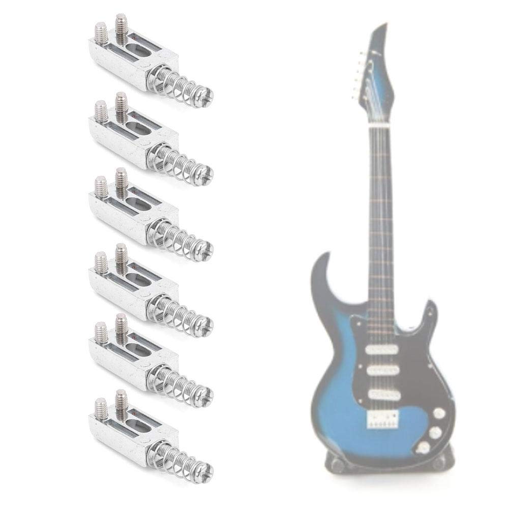 6pcs Bnineteenteam Guitar Tremolo Bridge Saddles with Screw Spring - Black & Silver Electric Guitar Parts & Accessories for Stratocaster - Perfect for Guitar Repair, Upgrades & DIY Projects