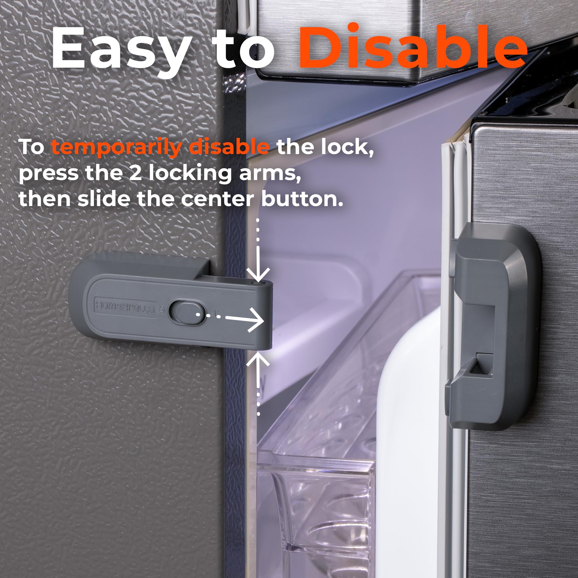 2-Pack Child Proof Fridge Lock with Strong Adhesive - No Drill No Tools Required - Baby Safety Refrigerator & Freezer Lock - Secure Latch for Toddlers, Pets (Cats & Dogs) - Perfect for Home, Kitchen & Daycare Safety