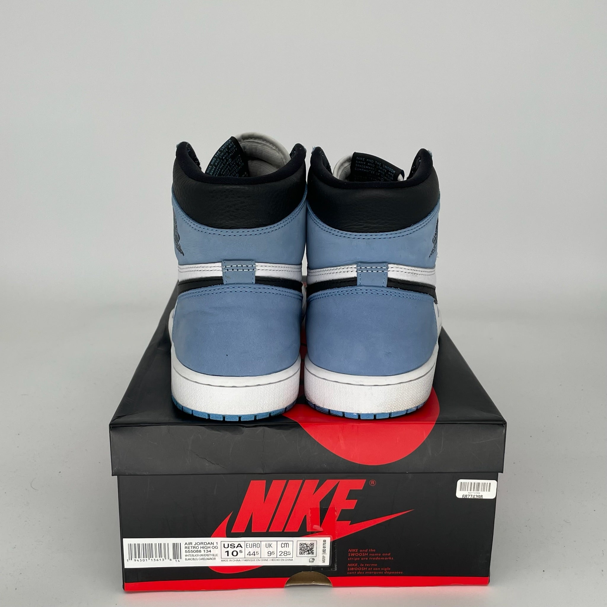 AIR JORDAN 1 UNIVERSITY BLUE MEN'S SNEAKERS SIZE 10.5 (555088-134) - Authentic Retro Basketball Shoes for Casual Wear & Street Style
