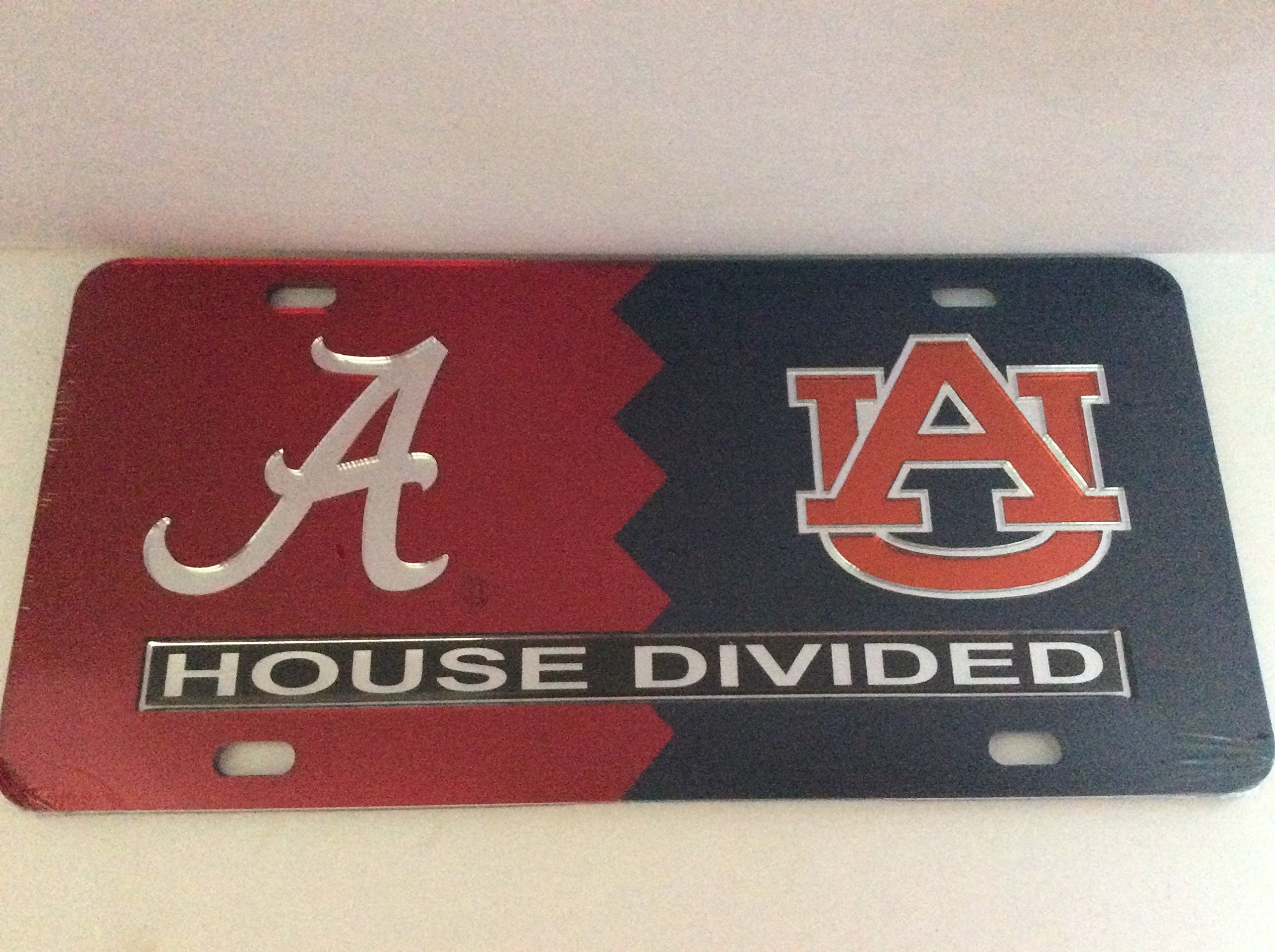 University of Alabama vs Auburn Tigers House Divided Laser Cut License Plate Tag - Perfect for Rivalry Fans, Game Day Decor & Car Accessories