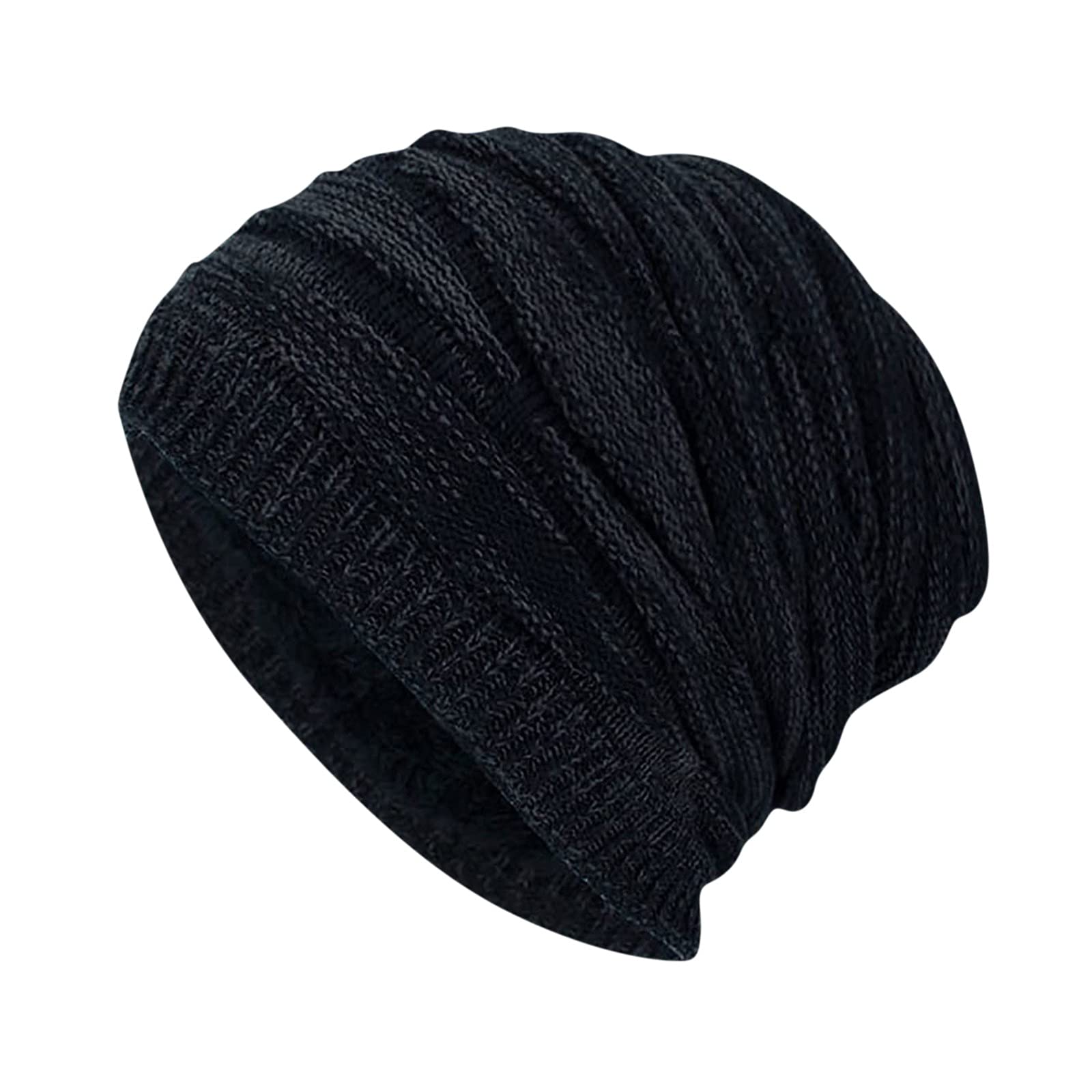 Warm Knitted Slouch Beanie Hat for Men & Women - Soft Plush Winter Hat with Brim, Unisex Baseball Cap for Cold Weather - Perfect for Outdoor Activities, Skiing, Snowboarding, and Daily Winter Wear