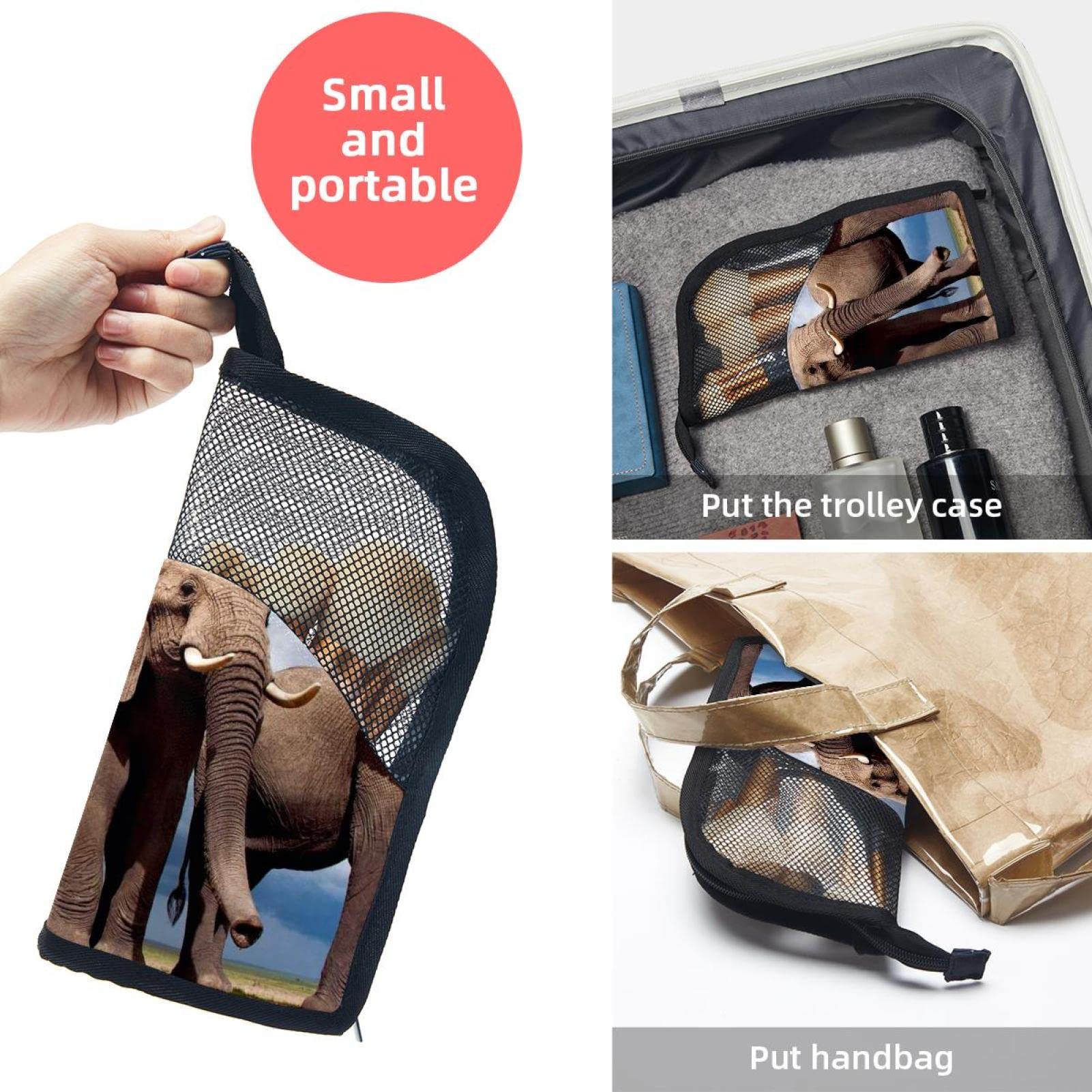 Premium 12-Piece Makeup Brush Organizer Bag with African Elephant Design - Portable Cosmetic Brush Holder Case for Travel, Home & Professional Makeup Artists