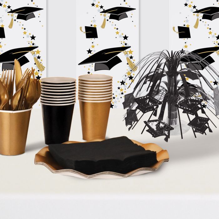 12 Pack Beistle Black Graduation Cap Mini Cascade Centerpieces - Perfect for Graduation Party Decorations, Table Centerpieces, and Photo Backdrops