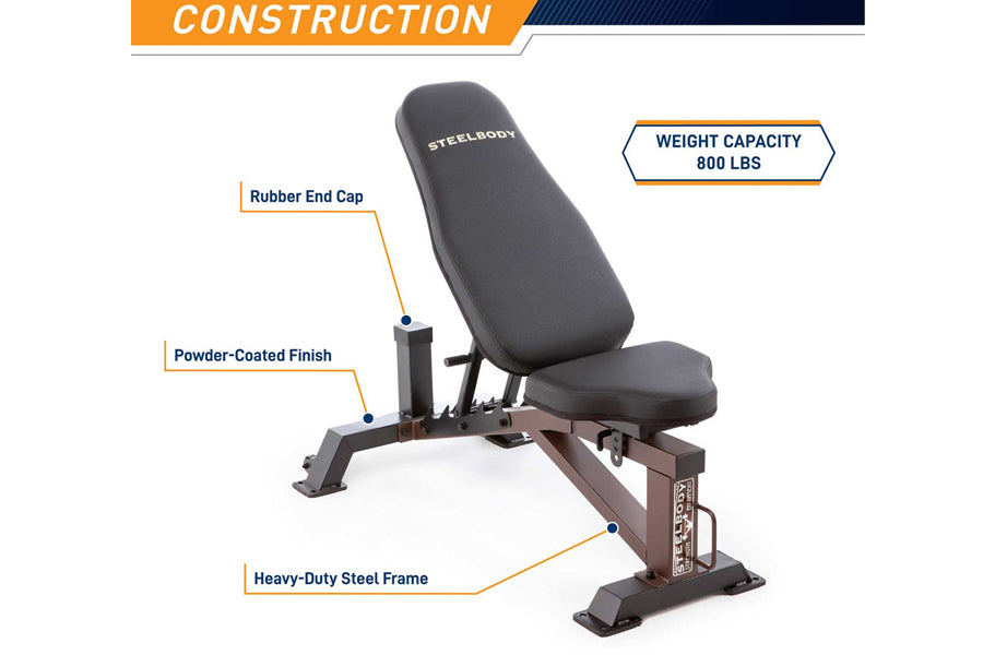 Marcy Utility Bench STB 10105 - Heavy Duty Steel Body Weight Bench for Home Gym, Strength Training & Workout - Perfect for Squats, Presses & Full-Body Exercises