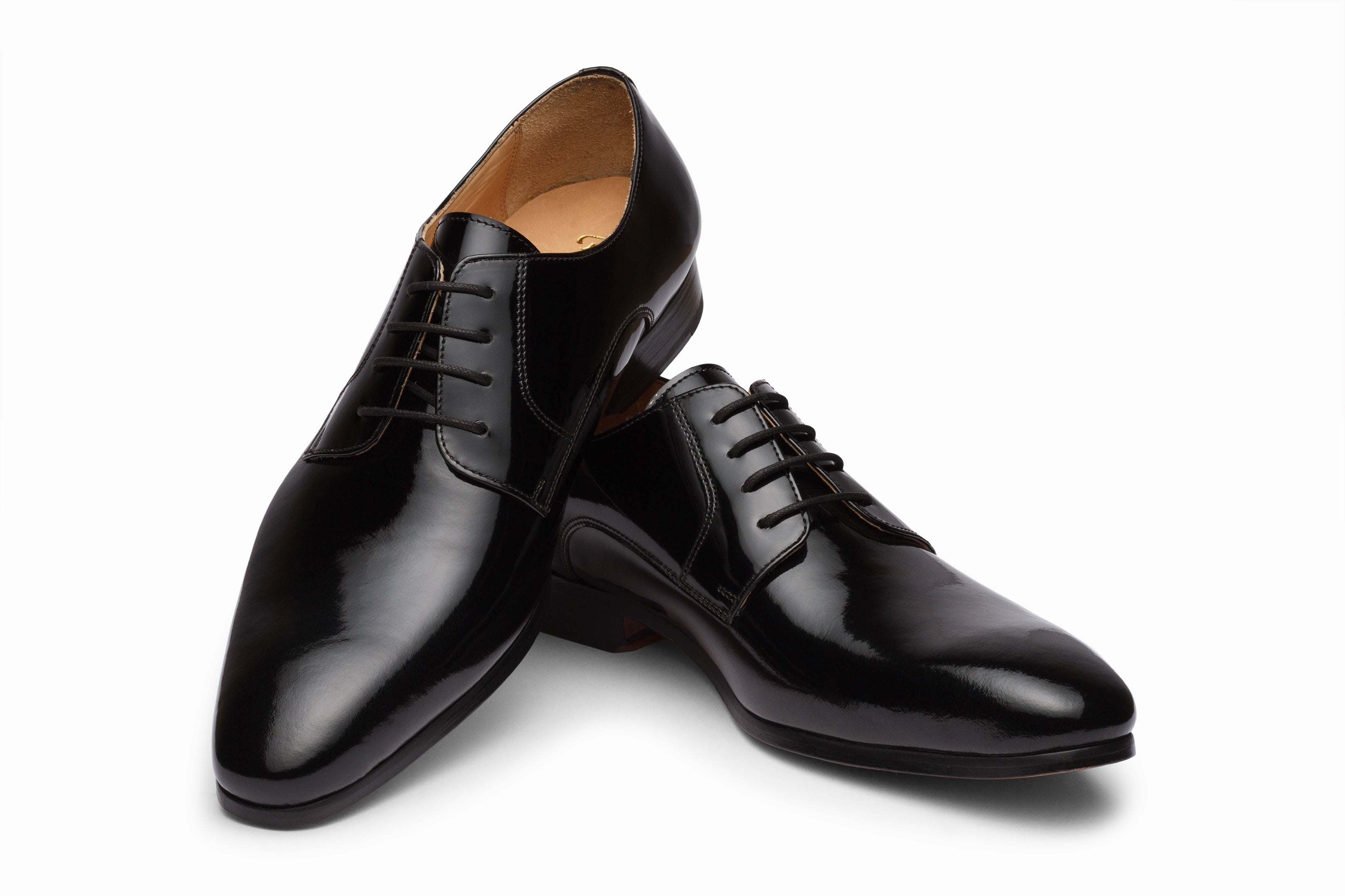 Classic Black Patent Leather Derby Shoes for Men - Stylish & Comfortable Formal Footwear for Office, Business & Special Occasions