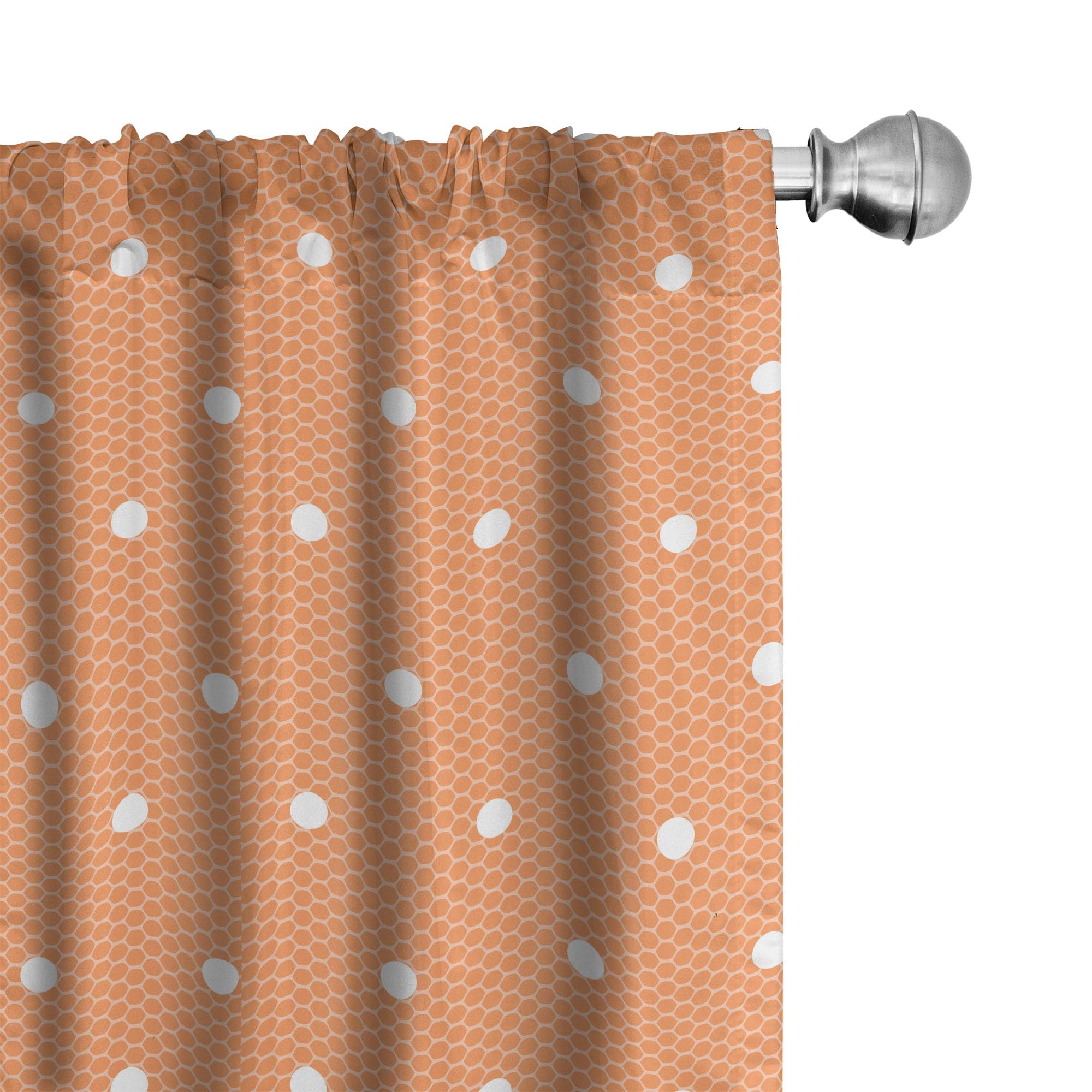Vintage Geometric Window Curtains - White Polka Dot Hexagon Lace Mesh Design, Lightweight 2-Panel Set with Rod Pocket (28