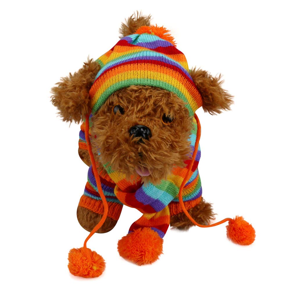 1 Set Winter Pet Accessories - Knit Hat, Clothes & Socks for Small Dogs & Cats | Cozy Beanie, Hooded Scarf & Collar for Autumn/Winter | Perfect for Christmas Costumes & Cold Weather Protection
