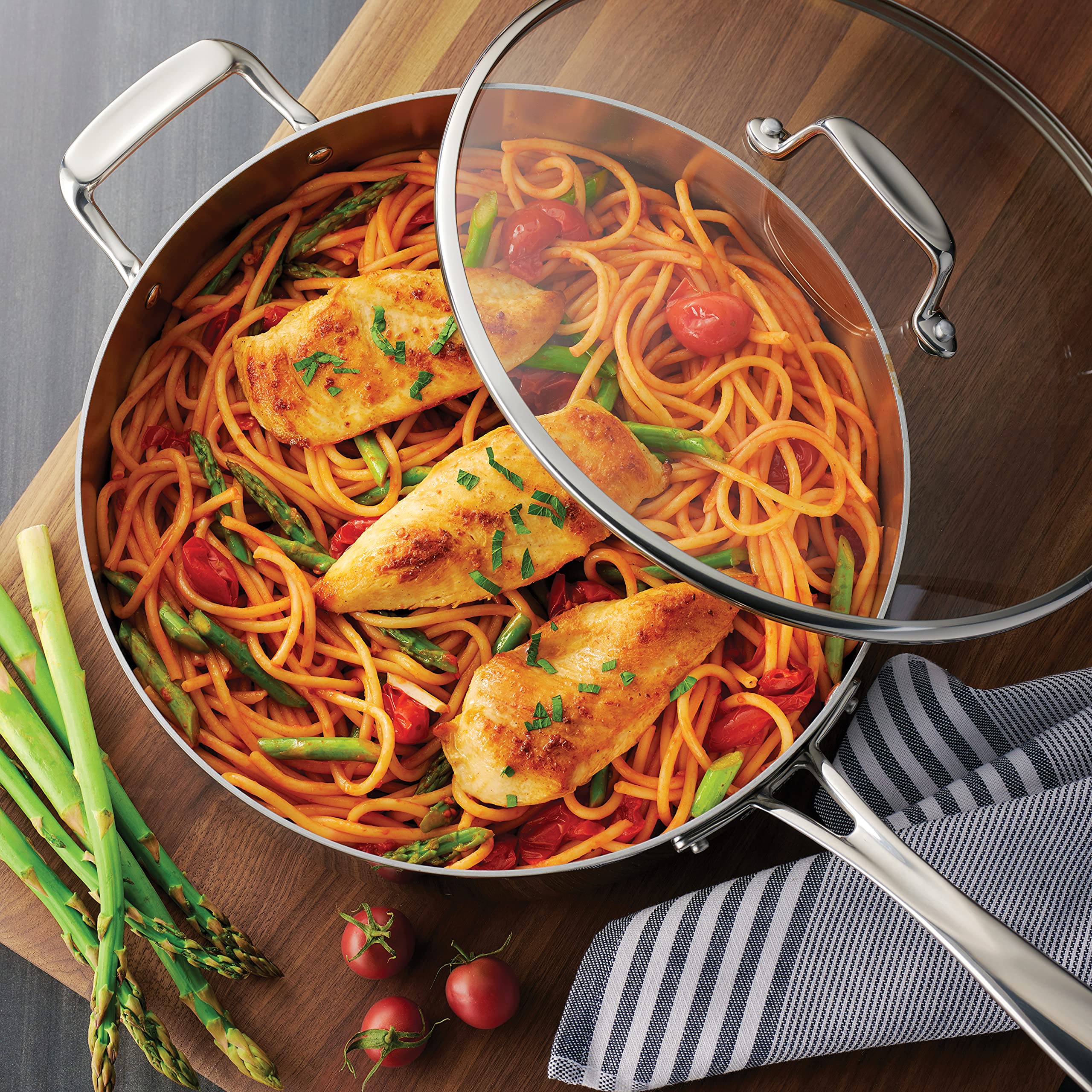 Tramontina 10-Piece Stainless Steel Tri-Ply Clad Cookware Set with Glass Lids - 80116/1011DS | Professional Kitchen Cookware for Sauteing, Boiling & Frying | Perfect for Home Chefs & Restaurants