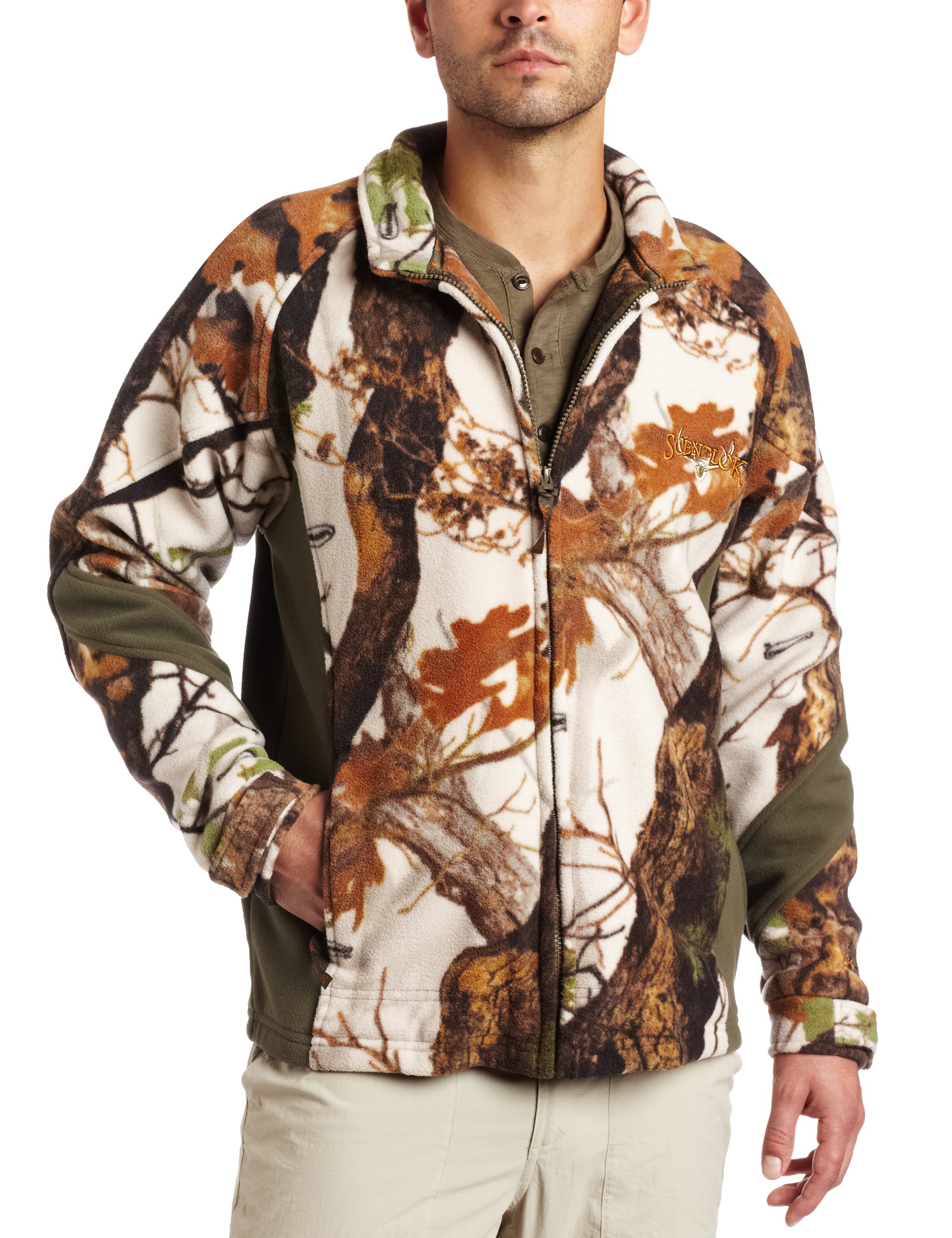 ScentLok Men's Timberfleece Bowhunting Jacket - Camo Fleece Outerwear for Deer Hunting & Cold Weather - Lightweight, Windproof & Scent Control Technology