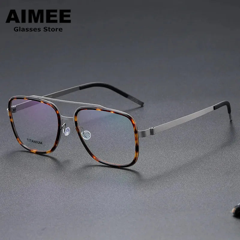 Stylish Unisex Square Full Rim Double Bridge Titanium Acetate Eyeglasses Frame 9911 - Perfect for Work, Reading & Fashion Accessories