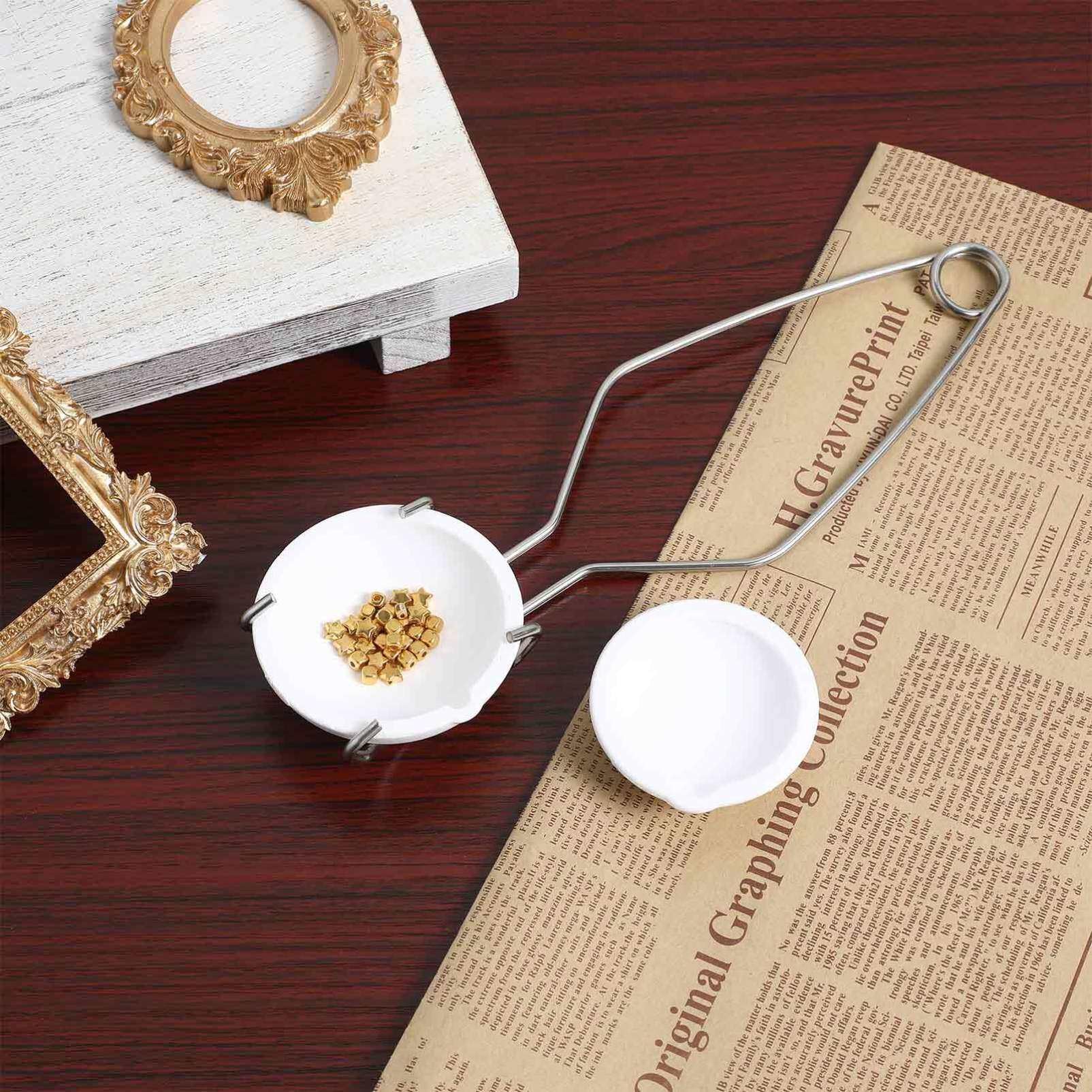 SEWACC Melting Ceramic Crucible Set - 4-Piece Small Quartz Crucible Bowls with Tongs for Metal Casting, Jewelry Making & DIY Projects | Perfect for Gold, Silver Smelting & Science Experiments