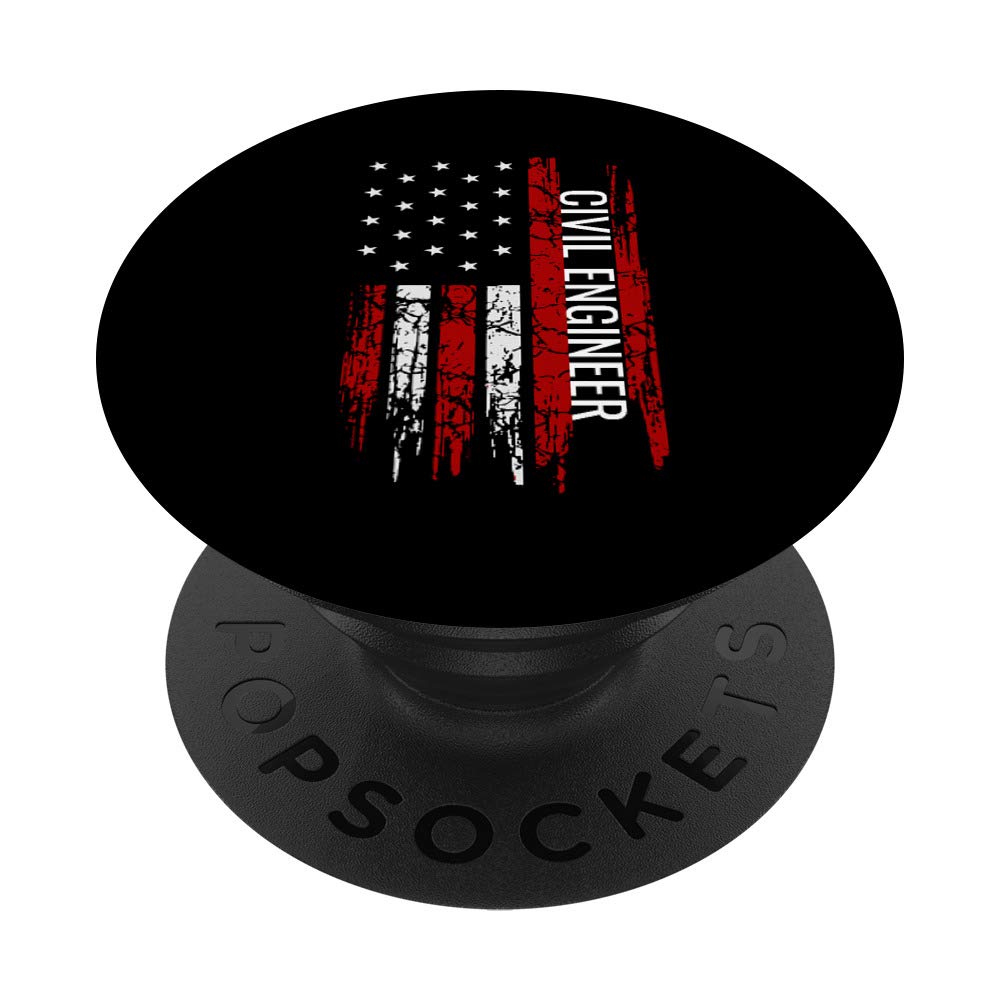 Civil Engineer USA Flag Bridge Design Engineering PopSockets PopGrip - Swappable Phone & Tablet Grip for Engineers, Construction Workers | Perfect for Job Sites, Office & Daily Commute