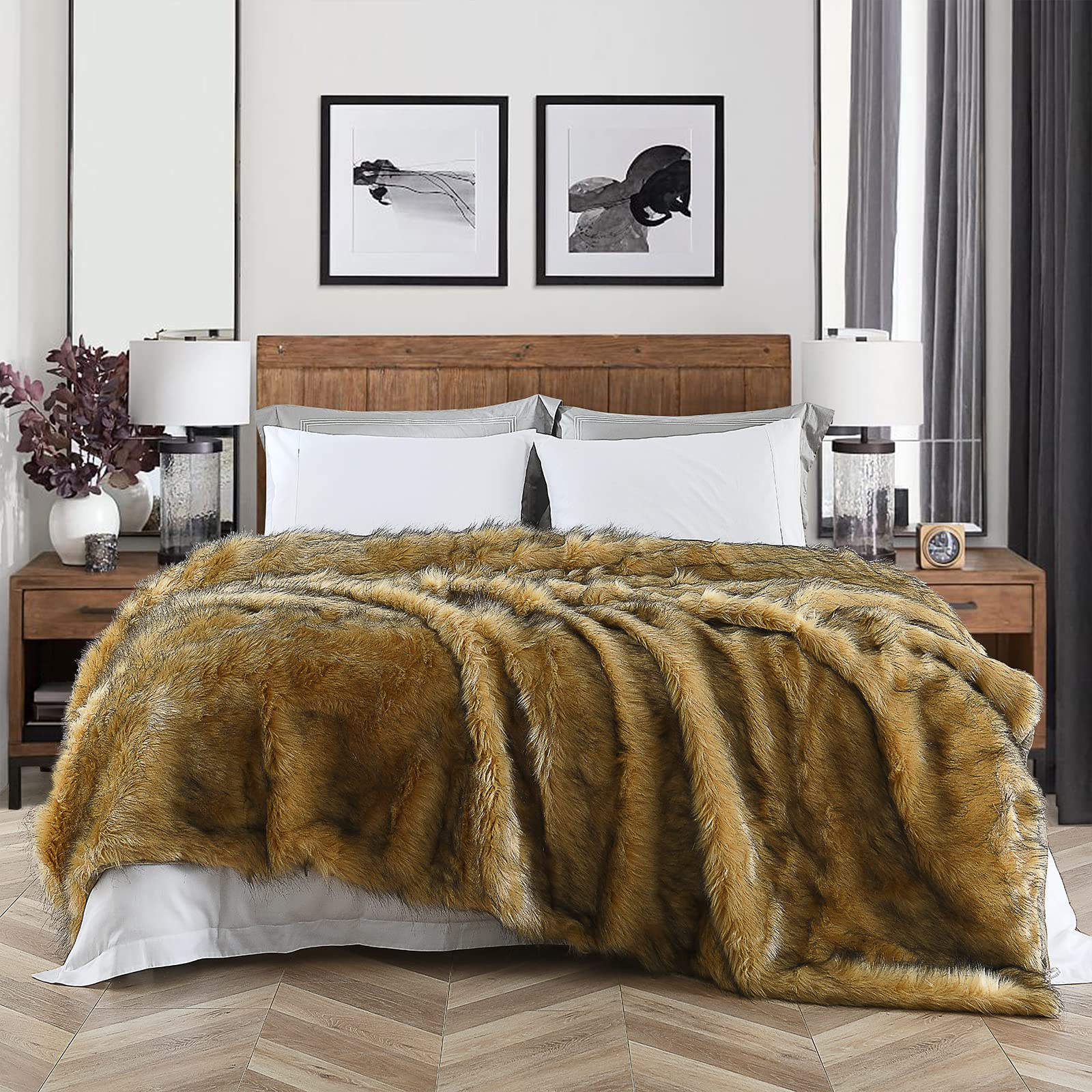 Luxury Plush Faux Fur Blanket - Queen Size 90