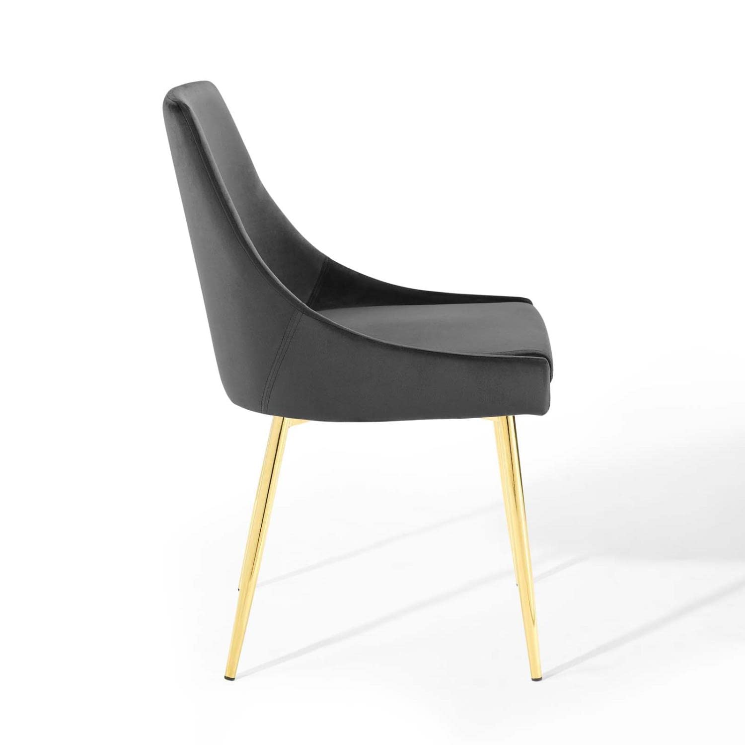 Modway Viscount Performance Velvet Dining Chairs - Set of 2, Gold Charcoal Upholstered Side Chairs for Kitchen, Dining Room & Home Decor