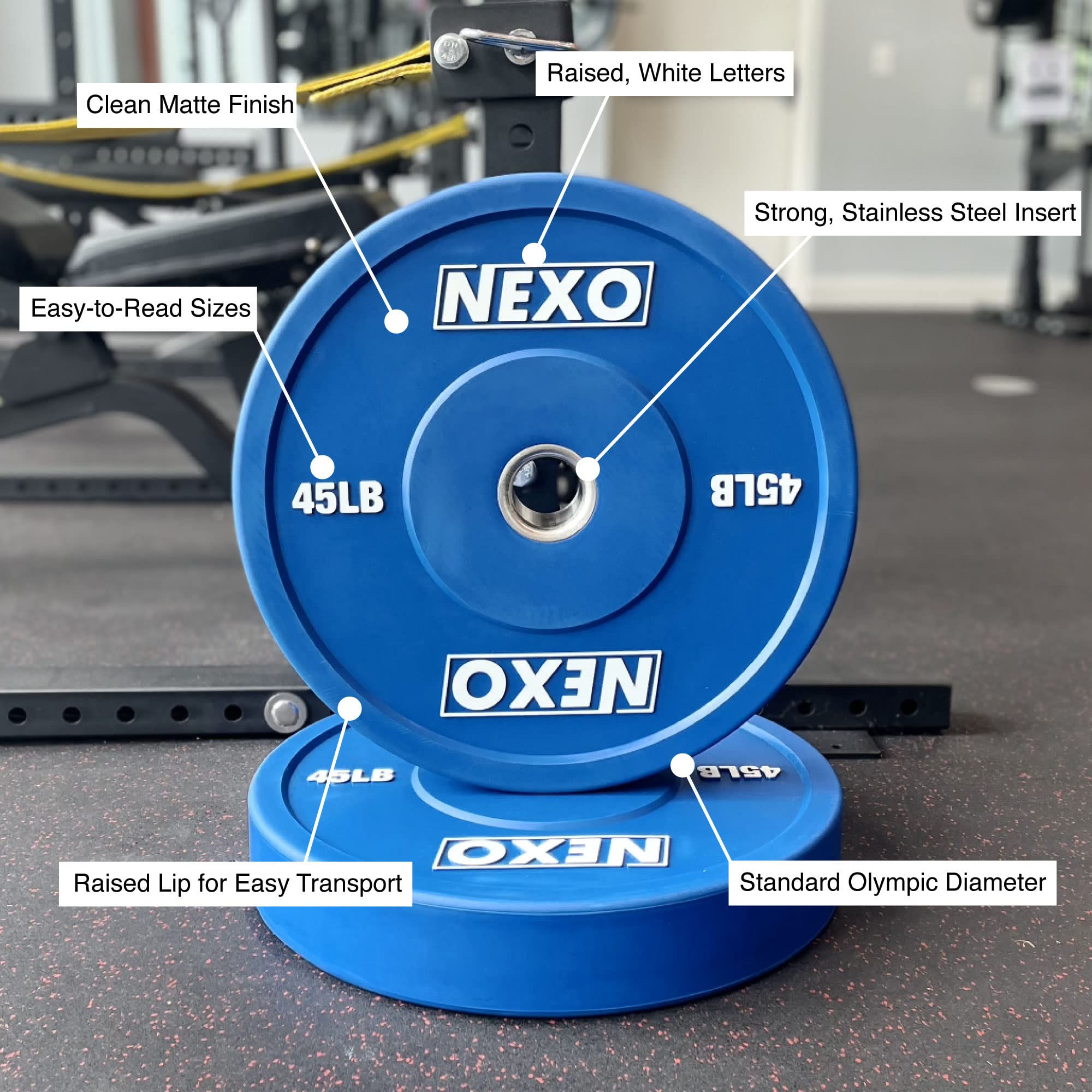 Premium NEXO 25LB Rubber Bumper Plate Pair - Matte Green Cross Training Weight Plates for Home Gym & Functional Fitness Workouts