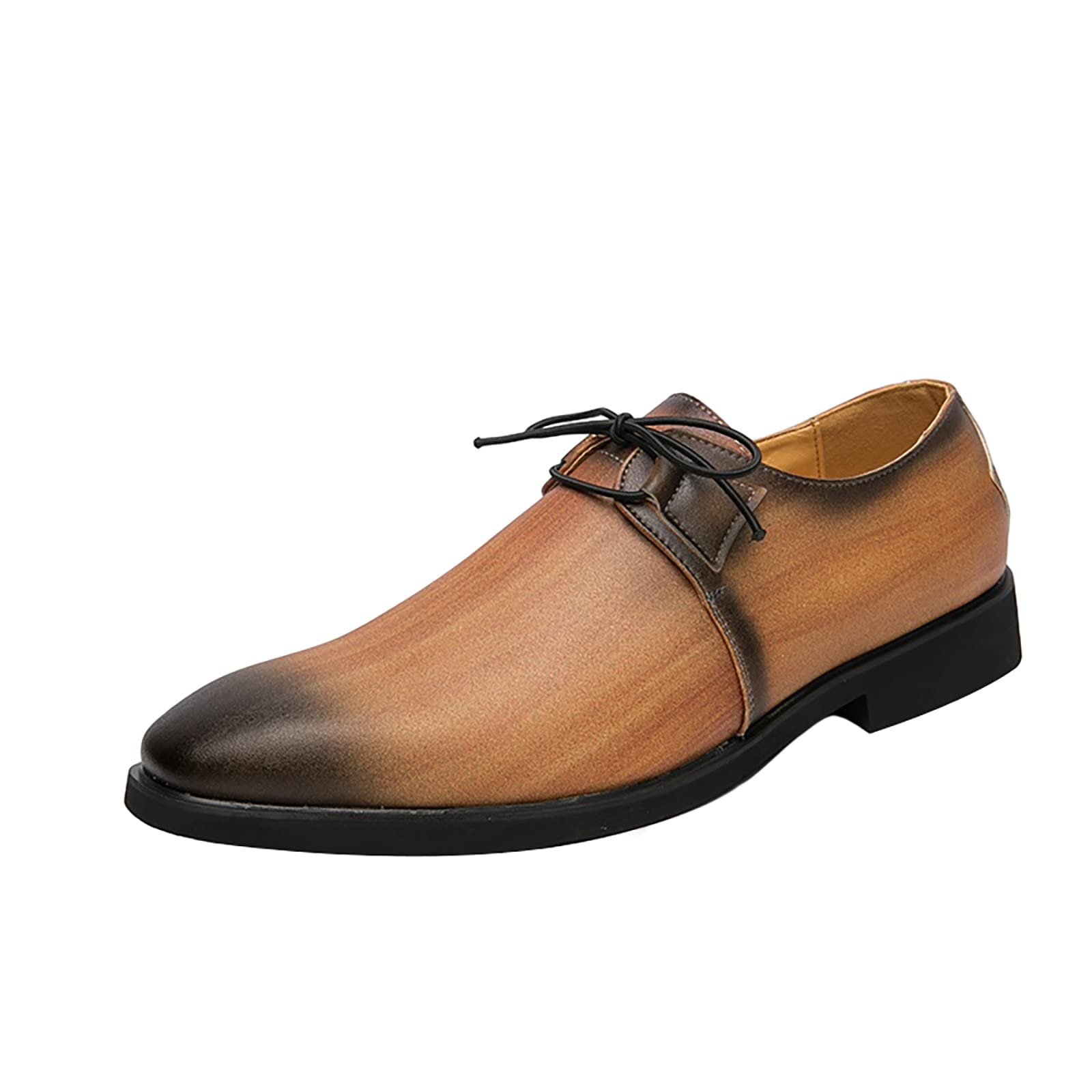 Huazi2 Men's Formal Oxford Dress Shoes - Classic Business Leather Shoes for Office & Wedding - Comfortable Gradient Low Top Oxfords for Professional & Casual Wear