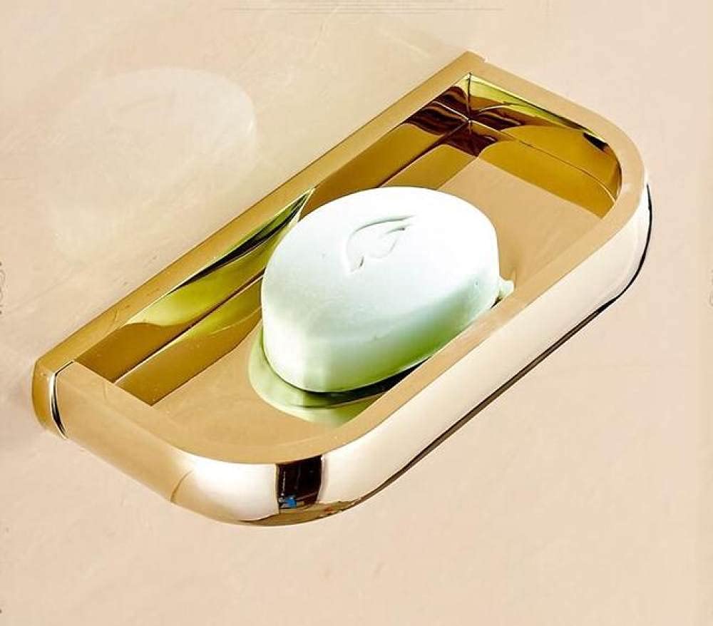Premium Brass Bathroom Accessories Set - Gold Square Toilet Paper Holder, Towel Bar, Soap Basket, Glass Shelf & Soap Dish | Modern Bathroom Hardware for Luxury Homes & Hotels (6-Piece Set)