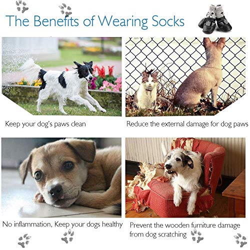 URBEST Non-Slip Dog Socks for Small Dogs & Puppies - 4PCS Adjustable Pet Paw Protectors with Anti-Skid Soles, Breathable Cat Socks (Size S, Blue) - Perfect for Indoor Floor Protection & Winter Warmth
