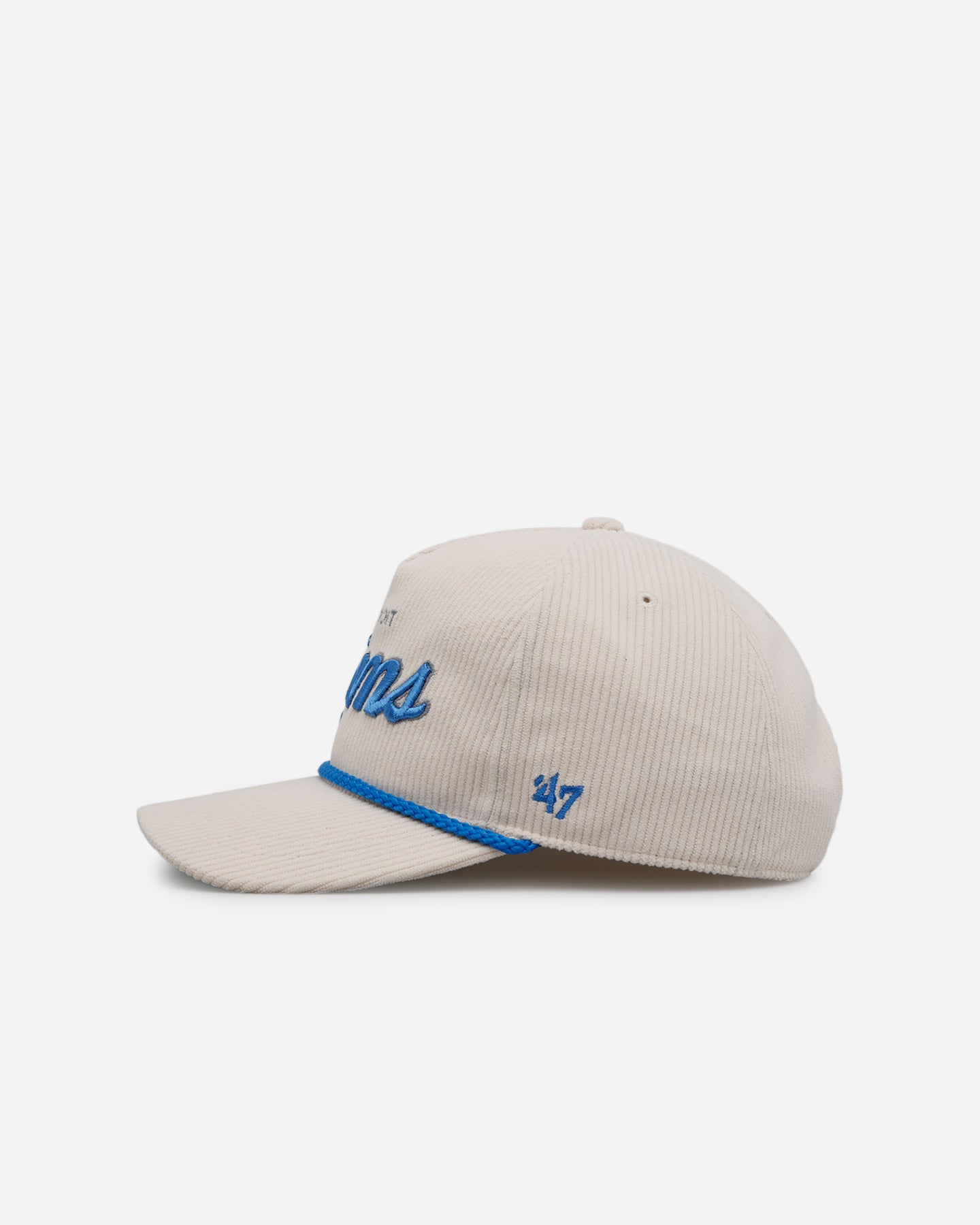 47 Brand Detroit Lions 'Natural Script' Premium Hitch Corduroy Snapback Hat - Adjustable Baseball Cap for Men & Women - Perfect for NFL Games, Tailgating & Casual Wear