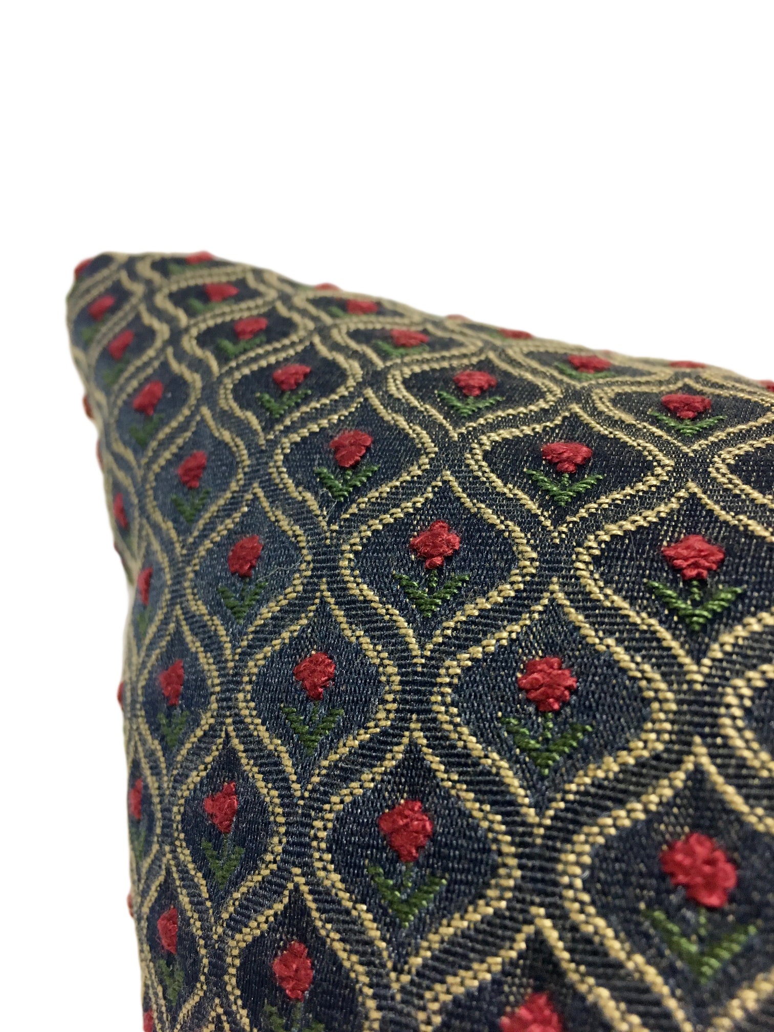 Floral Drop Navy Blue Throw Pillow 20x20